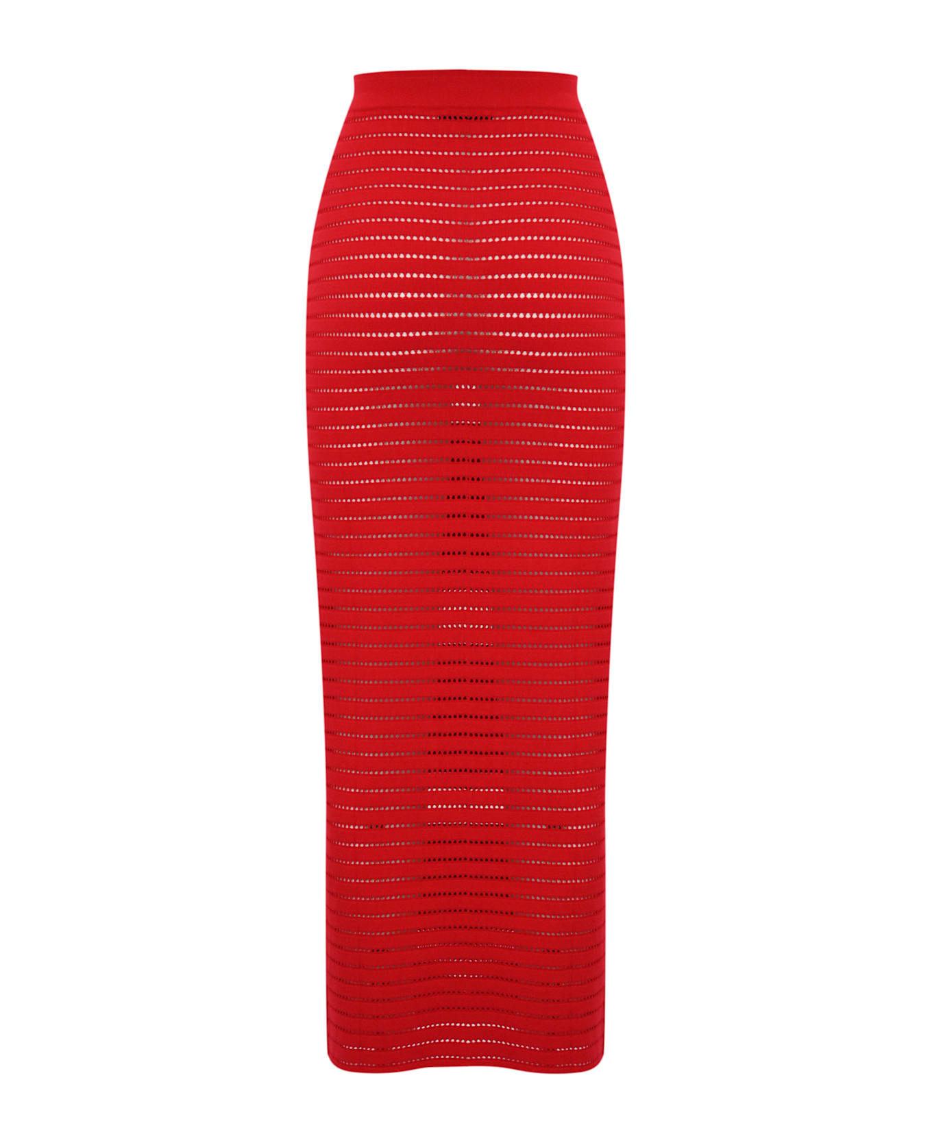 Elisabetta Franchi Perforated Knit Skirt - Red