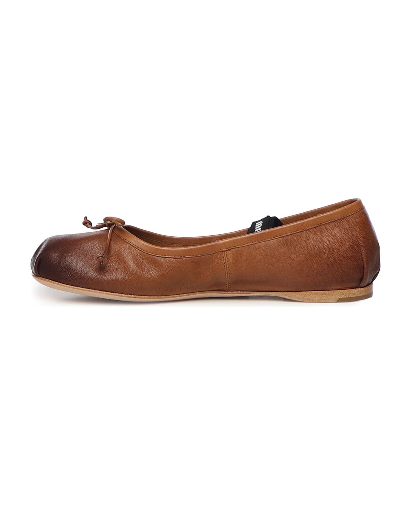 Miu Miu Leather Ballet Flats - Brown