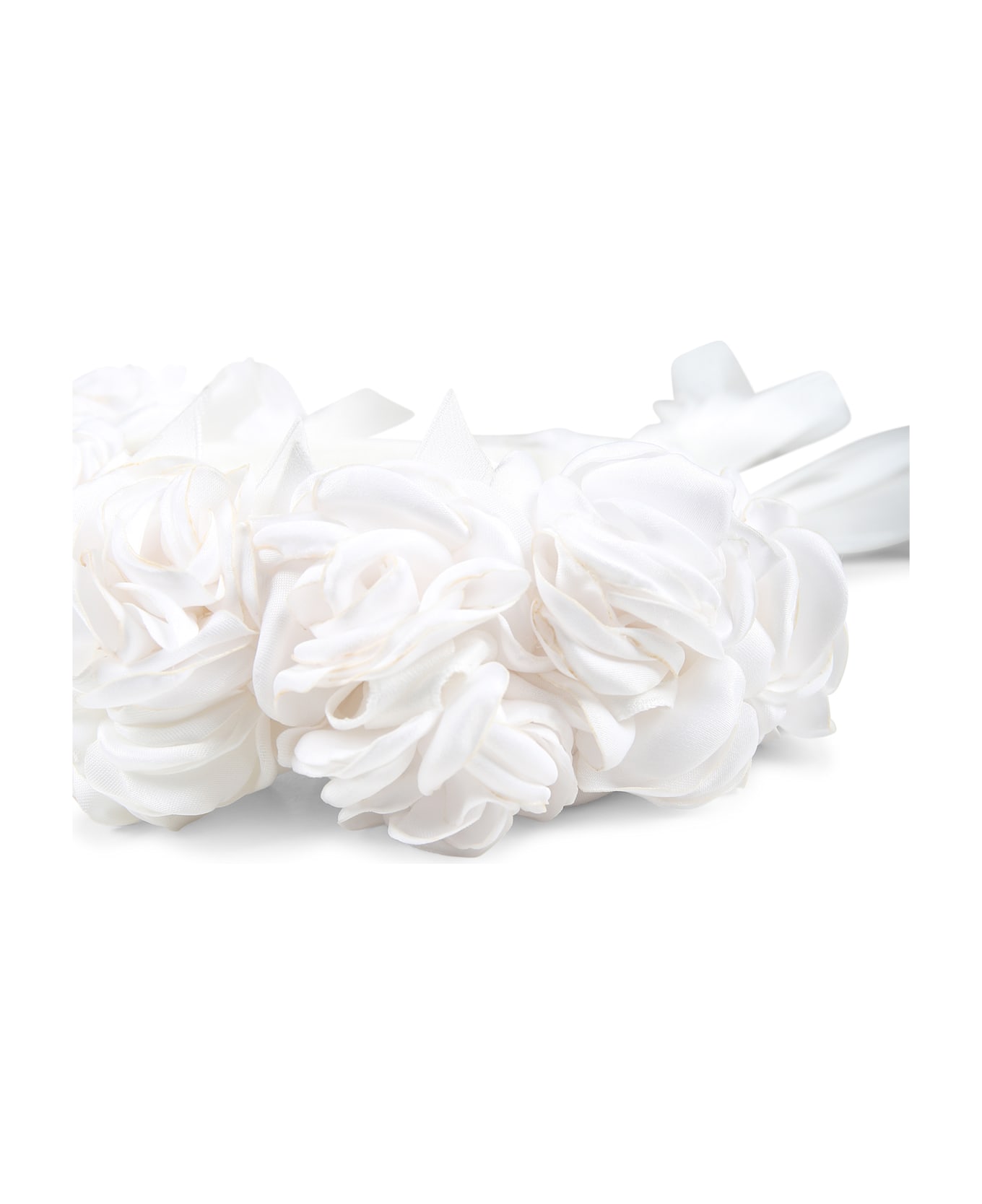 Monnalisa White Headband For Girl With Flowers - White