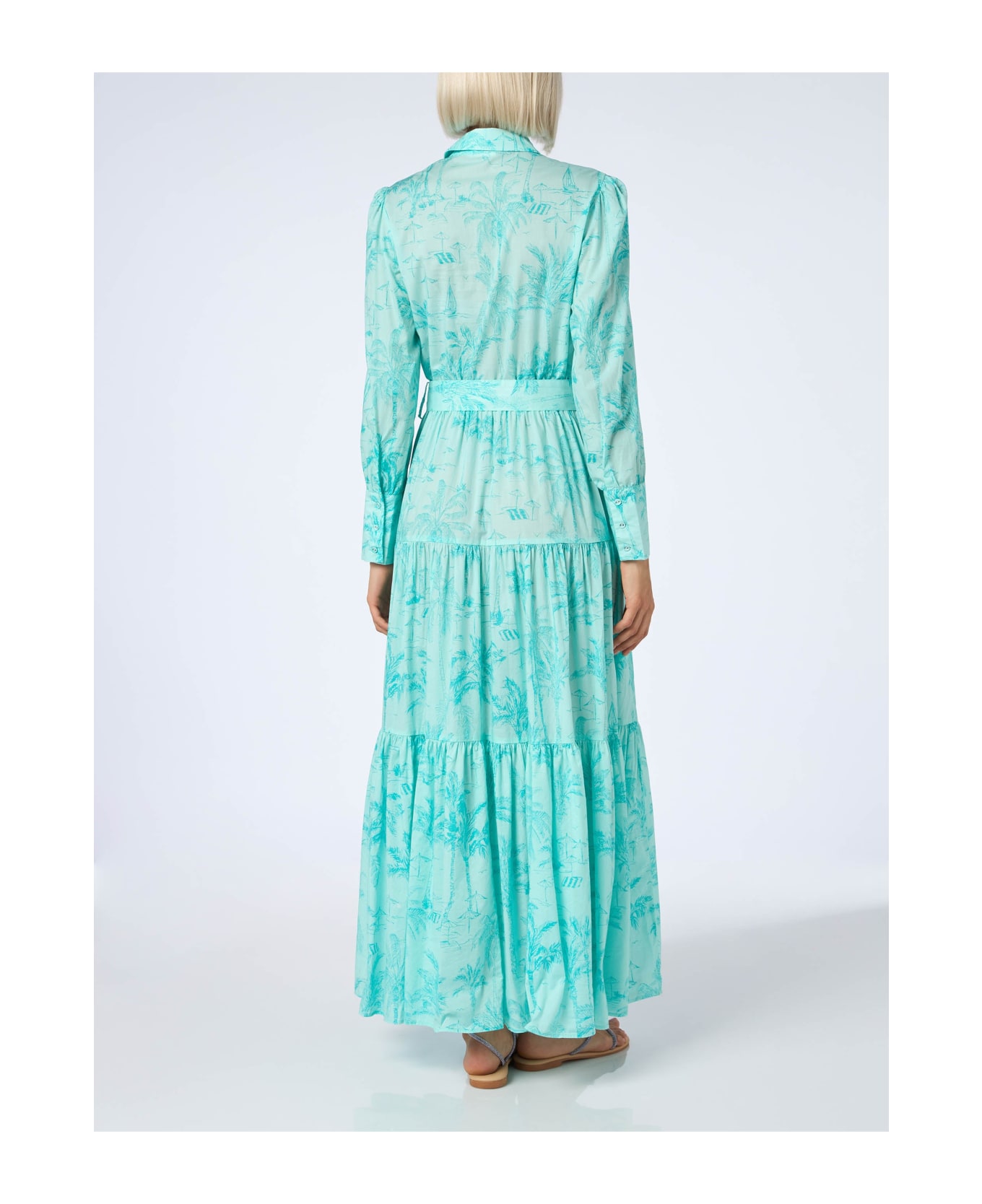 MC2 Saint Barth Woman Water Green Toile De Jouy Cotton Dress Jensen - VERDE ACQUA
