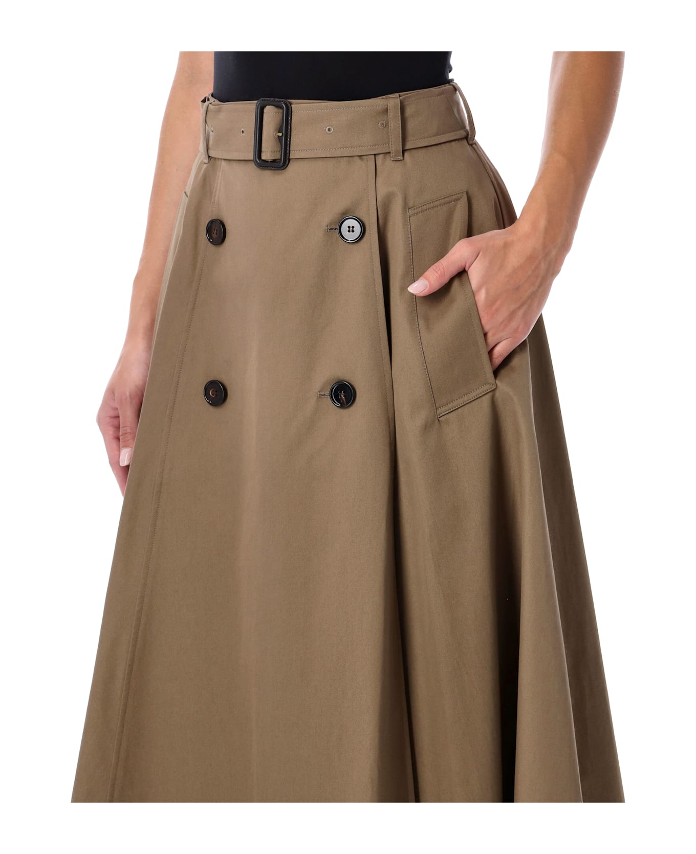 Burberry London Gabardine Trench Midi Skirt - CLAY BROWN