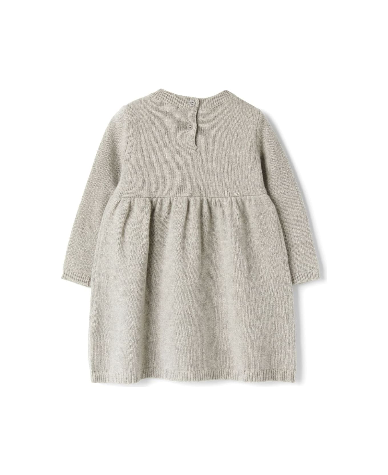 Il Gufo Grey Wool Dress With Embroidery - Grey