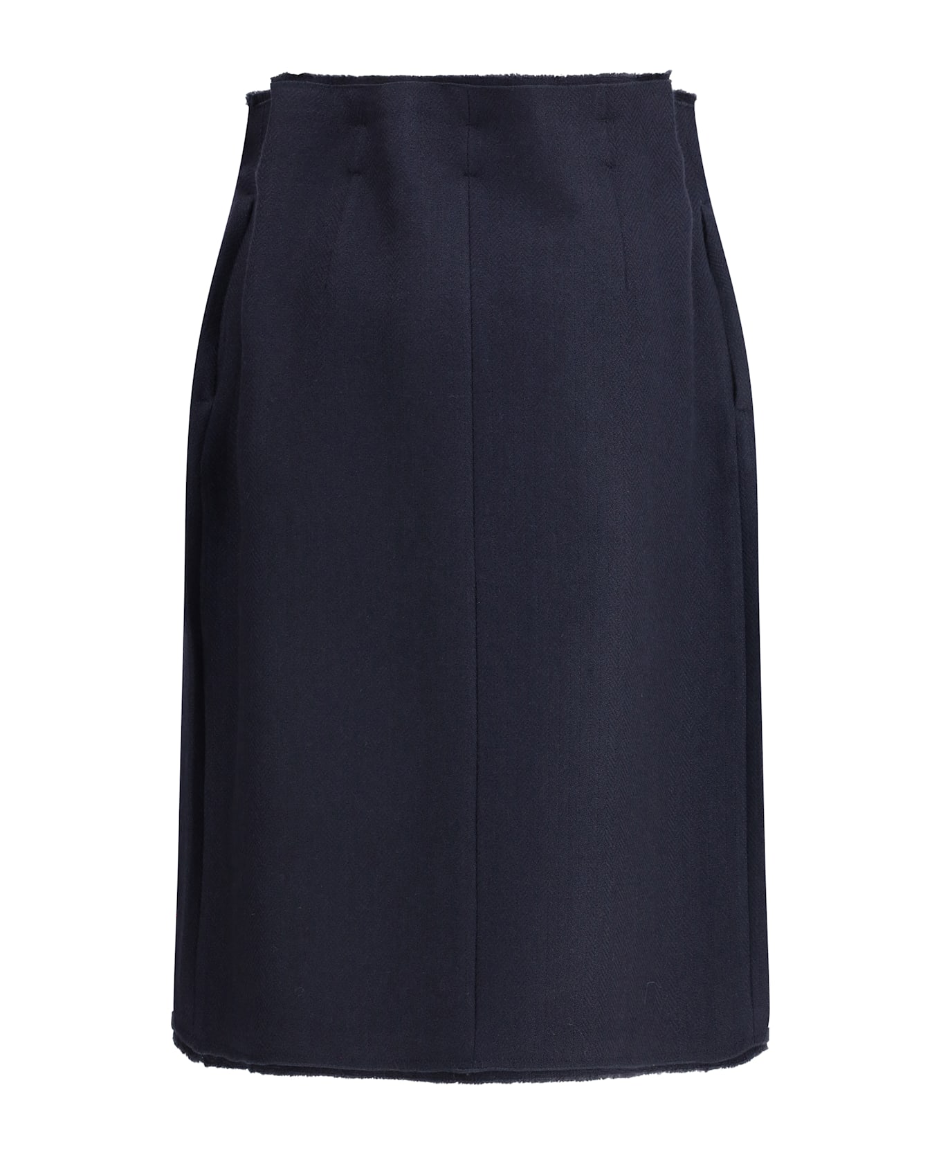 Prada Chevron Wool Midi Skirt
