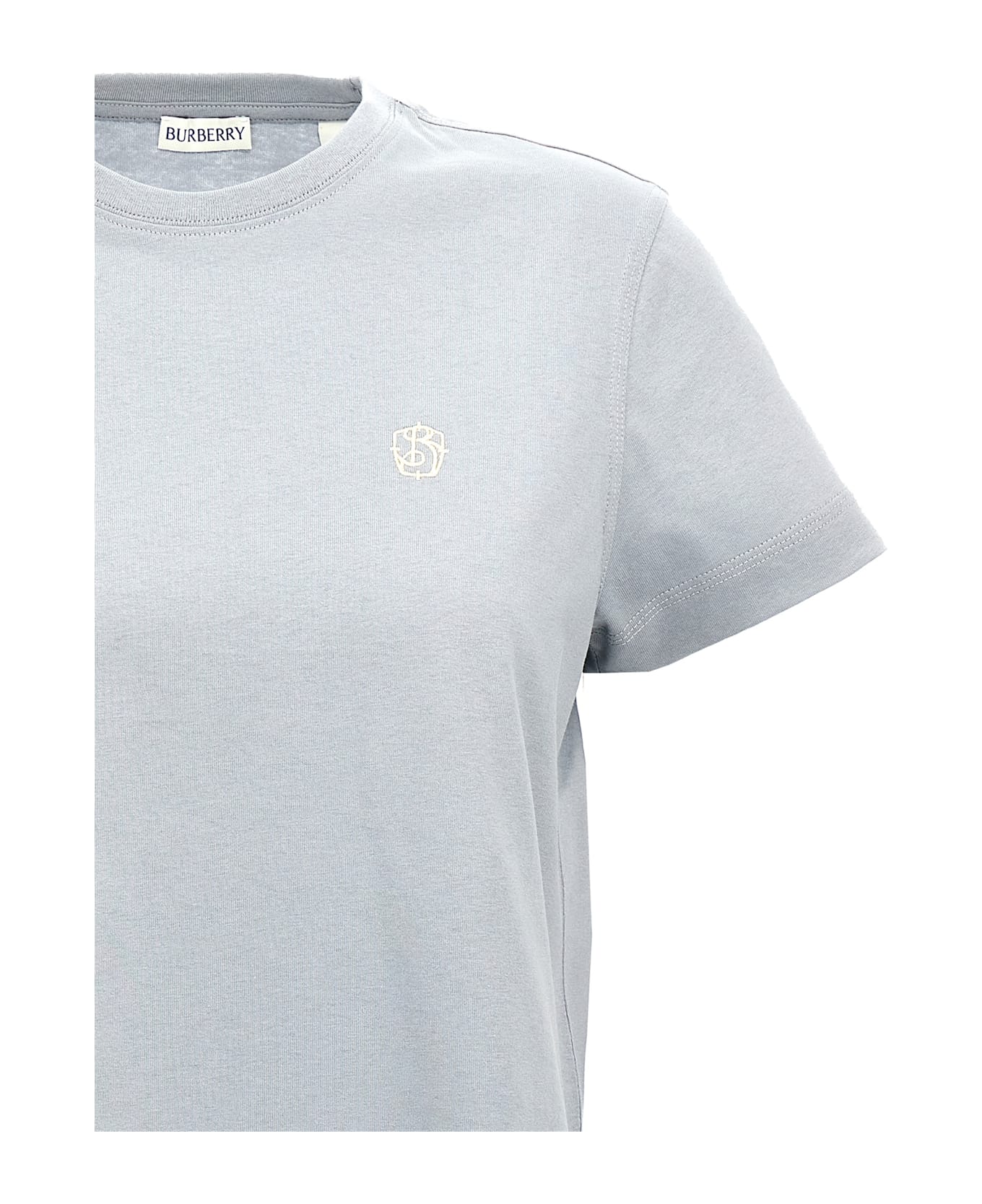 Burberry Logo Embroidery T-shirt - Light Blue