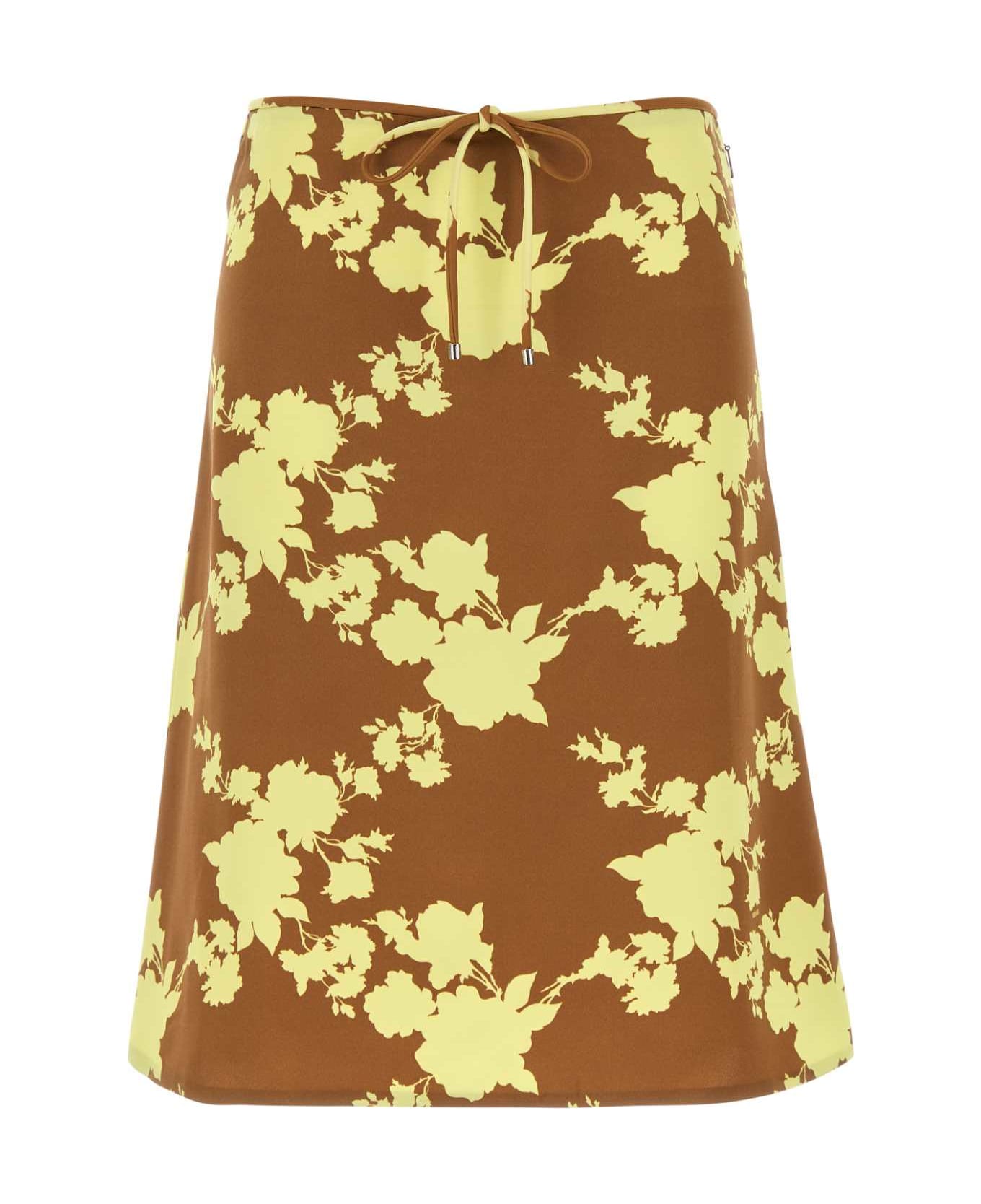 Versace Printed Satin Skirt - TOBACCOPALEYELLOW
