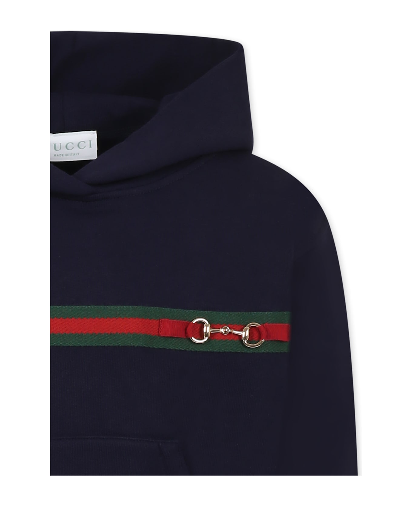 Gucci Blue Sweatshirt For Kids With Horsebit - Blue