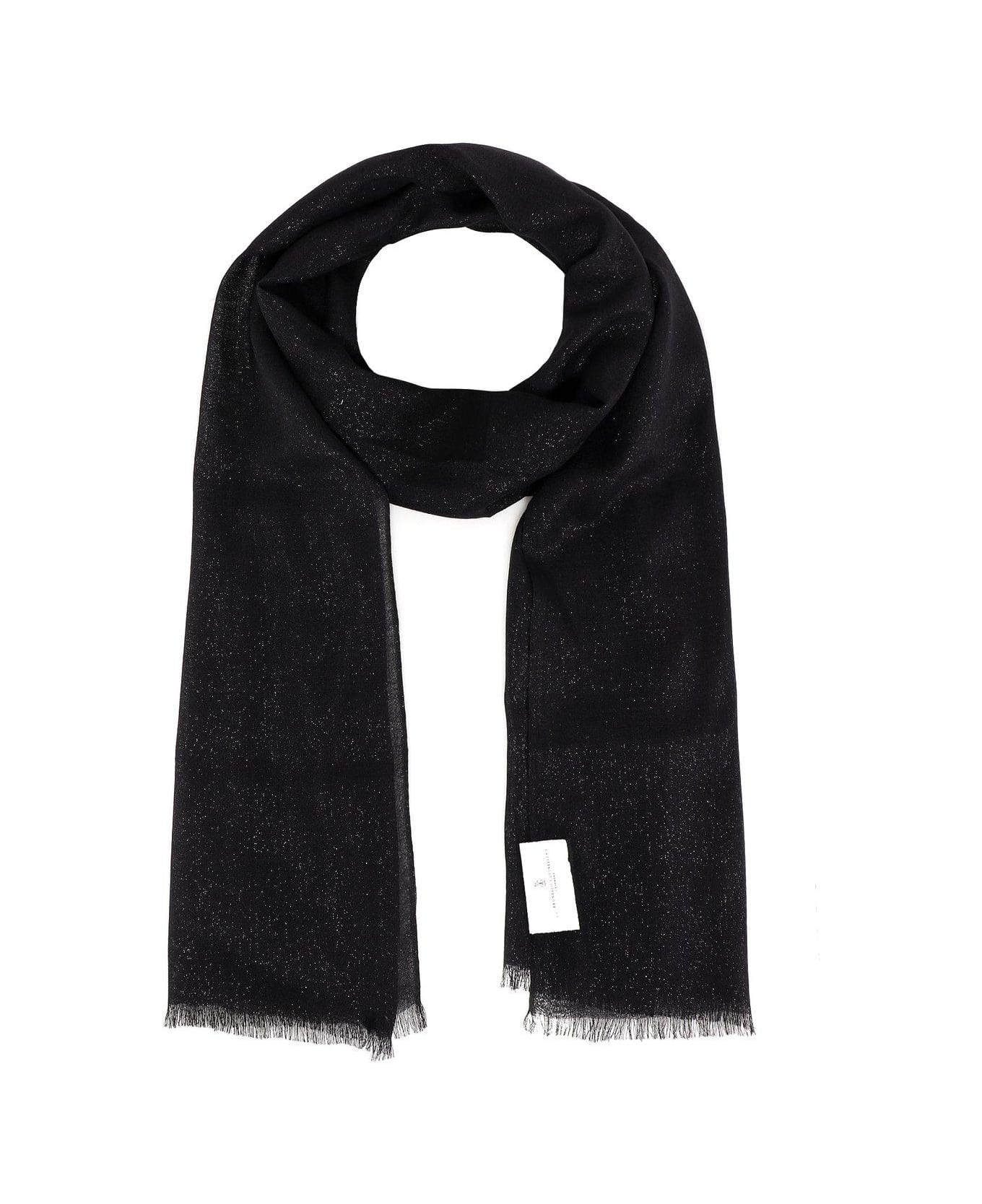 Brunello Cucinelli Frayed Hem Scarf - Black