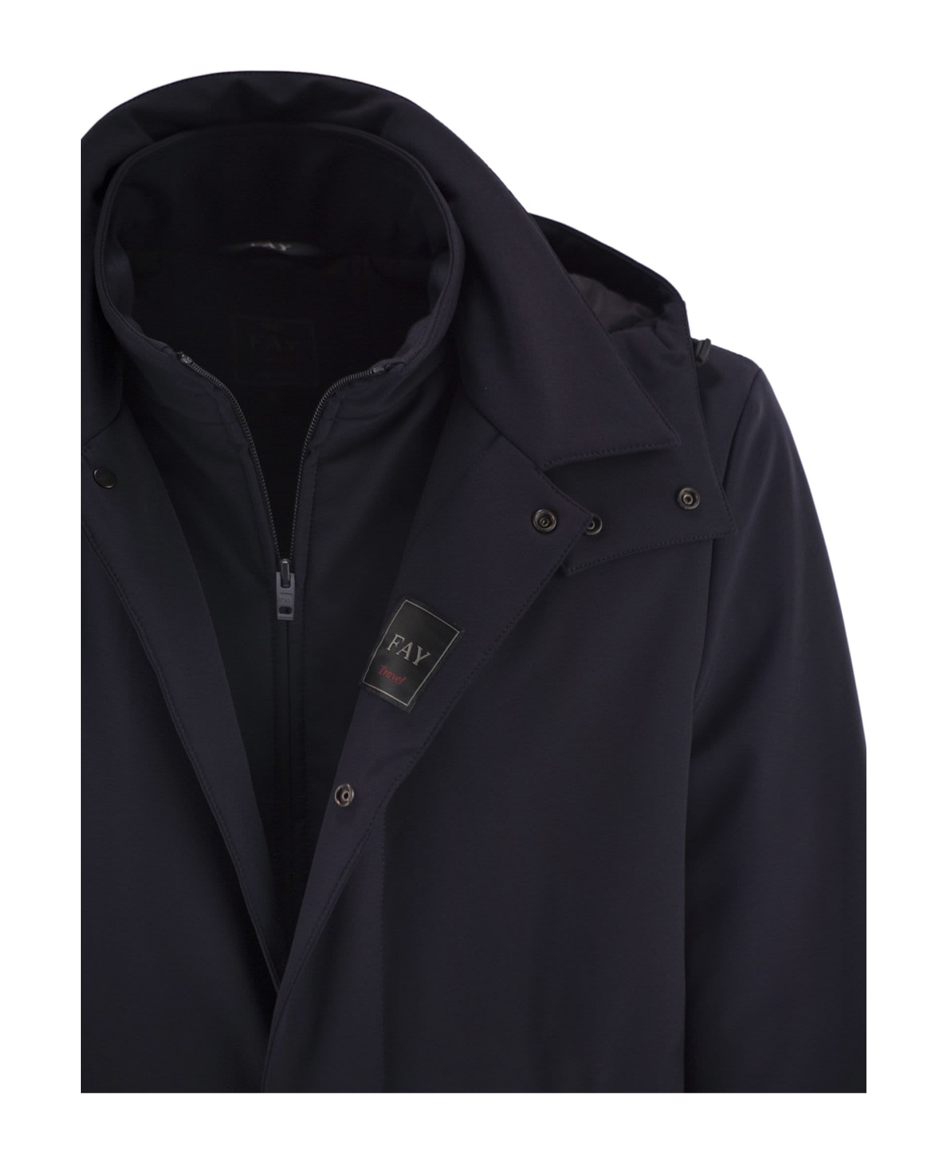 Fay Morning Coat Travel In Jersey Stretch - BLU NAVY