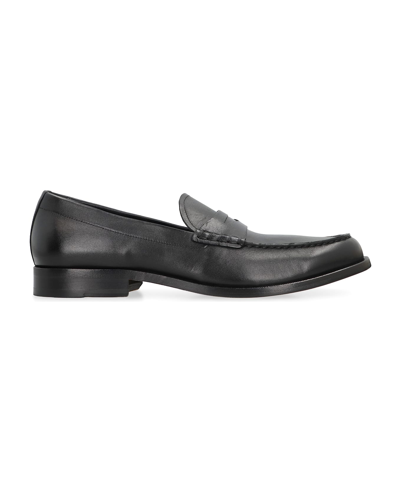 Hugo Boss Penny Loafers In Smooth Leather - black