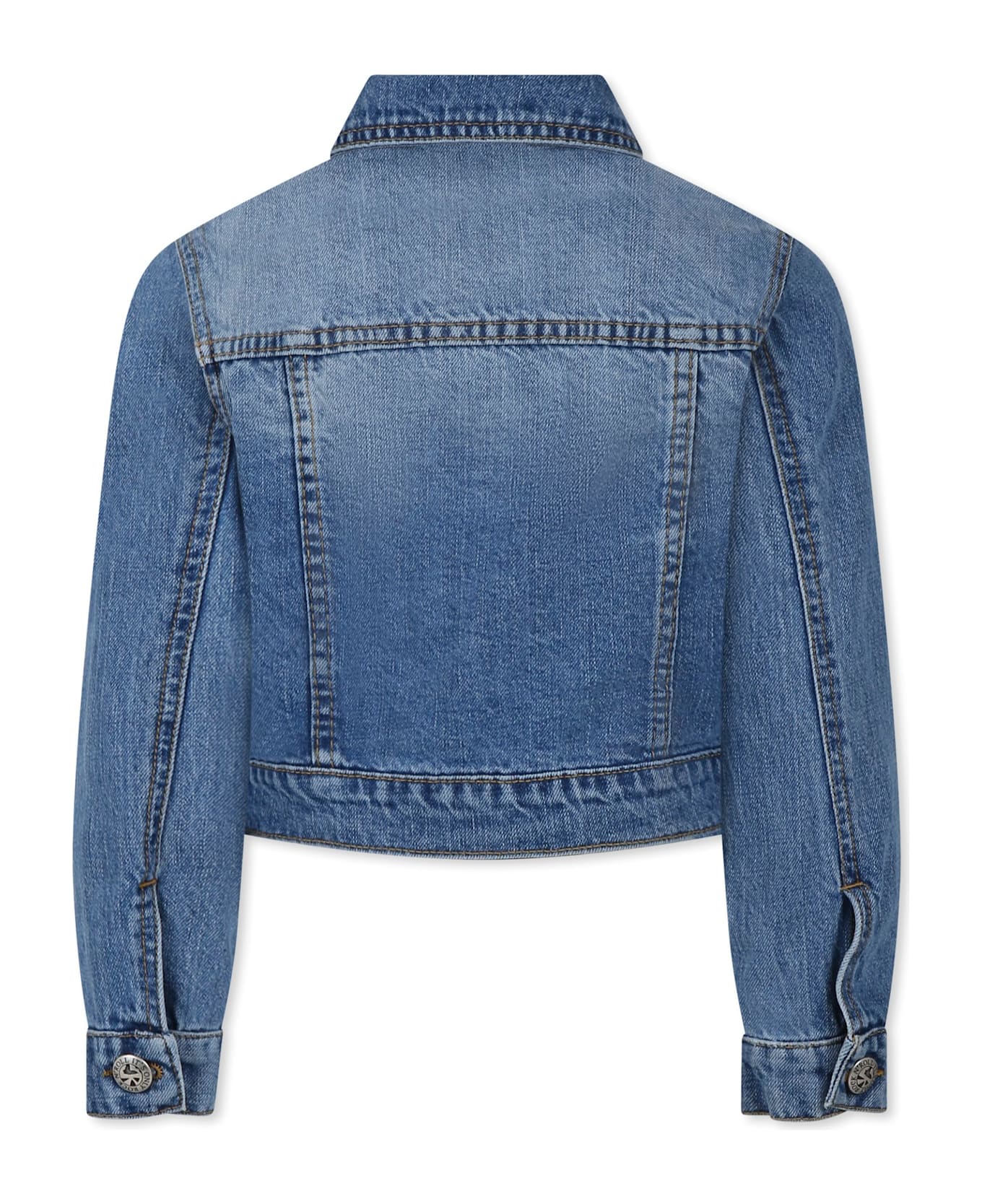 Richmond Crop Denim Jacket For Girl With Stars - Blue