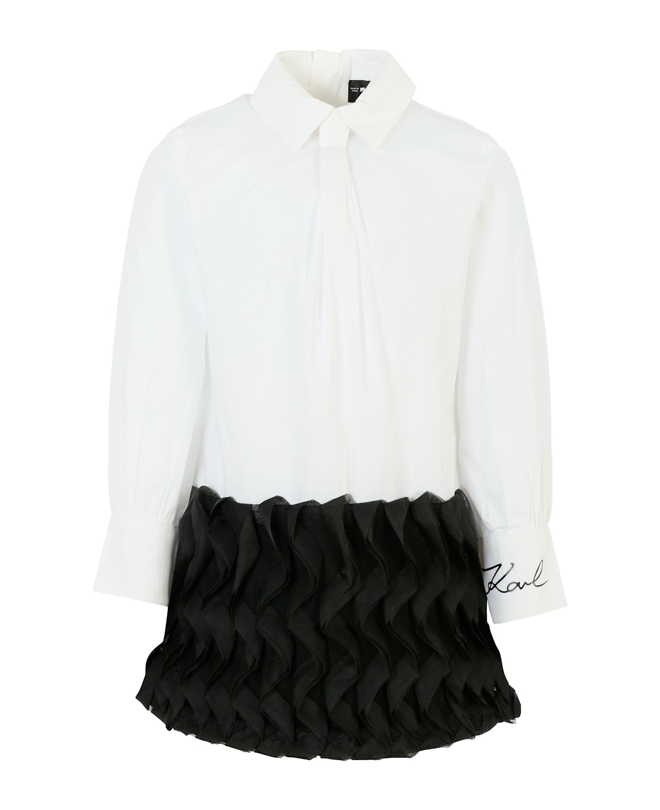 Karl Lagerfeld Kids White Dress For Girl With Logo - White