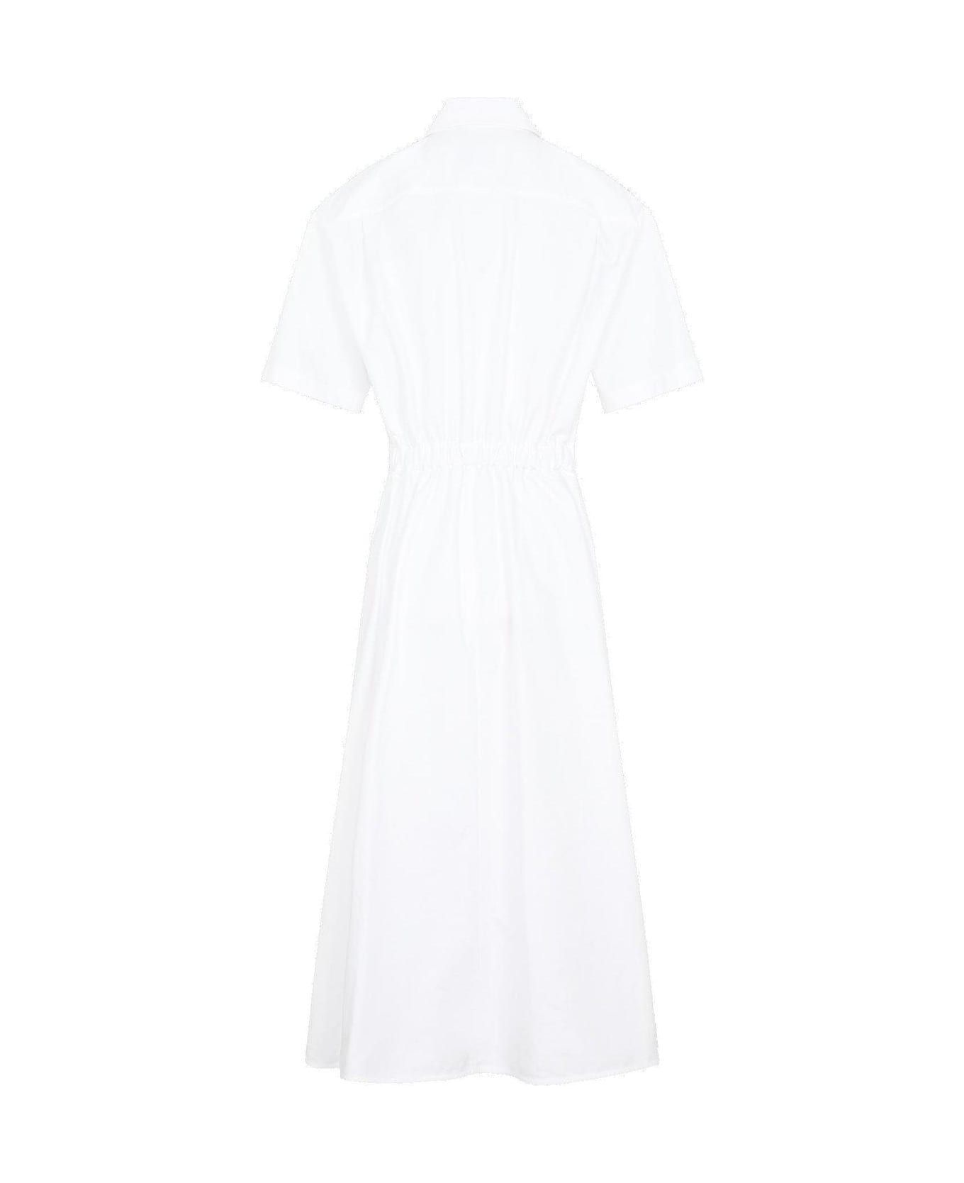 Moncler Belted Midi Shirt Dress - Bianco
