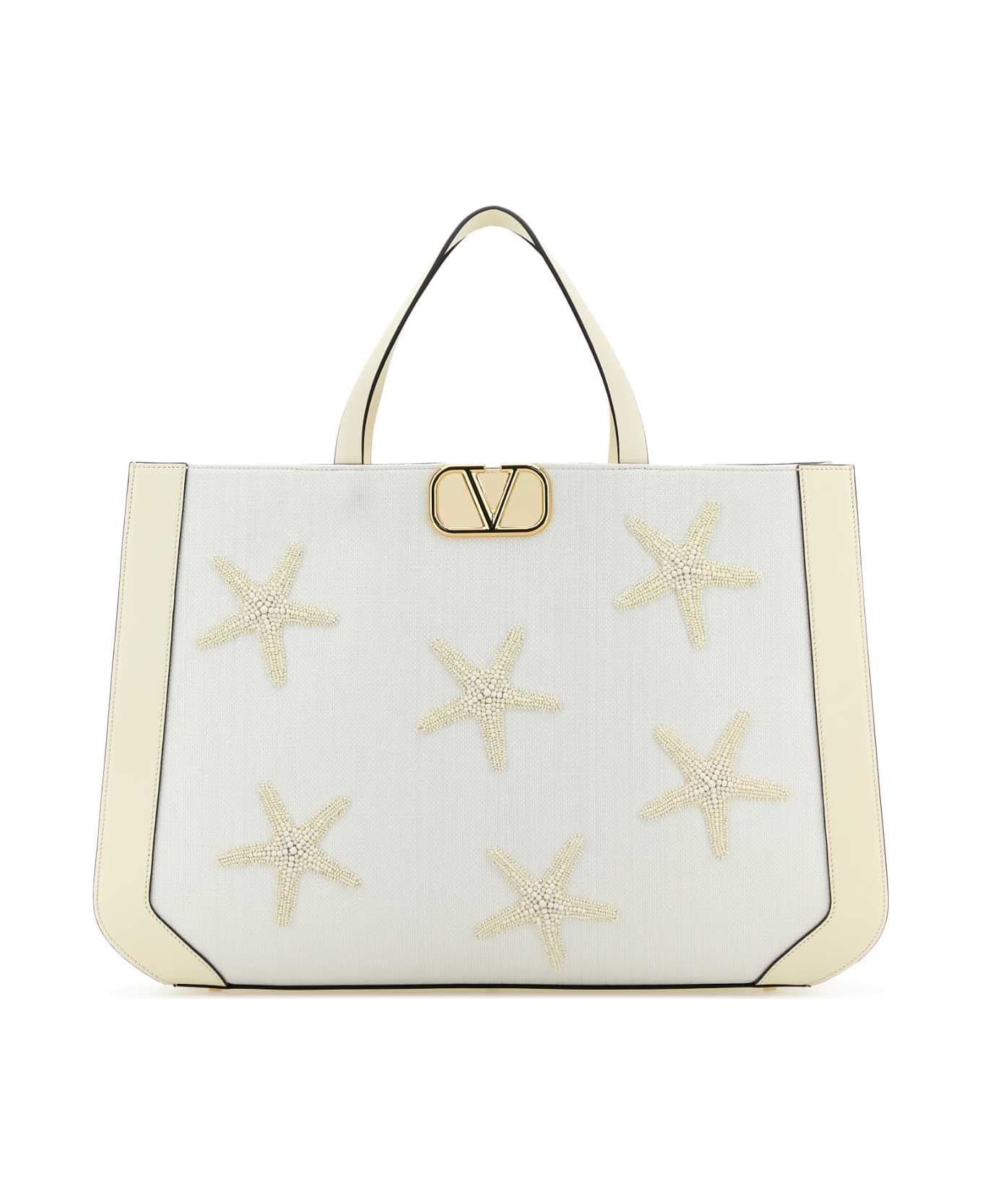 Valentino Garavani White Fabric Valentino Garavani Escape Shopping Bag - IVORY