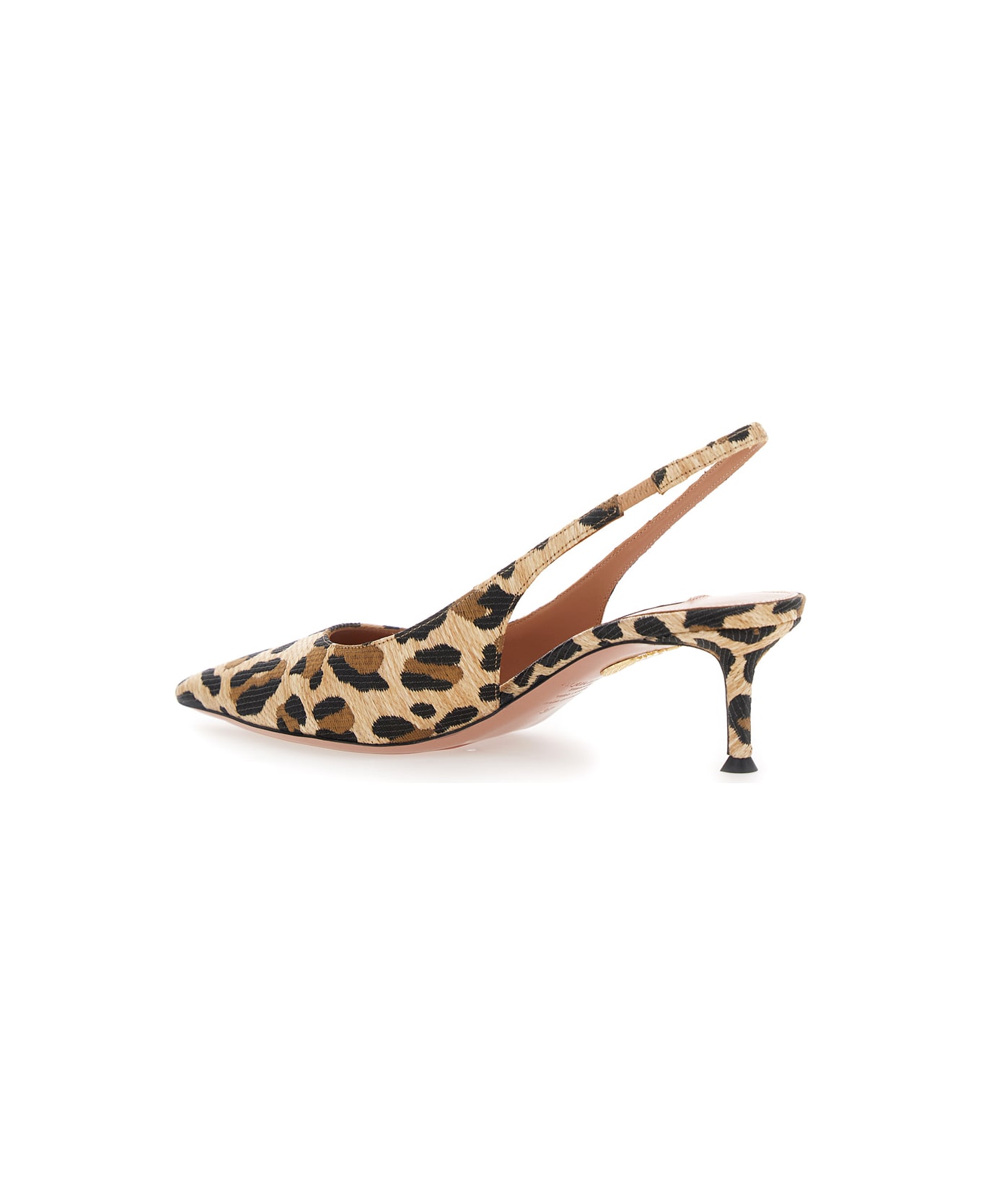 Aquazzura Brown Décolleté With Spot Pattern And Back Strap Closure In Fabric Woman - Brown