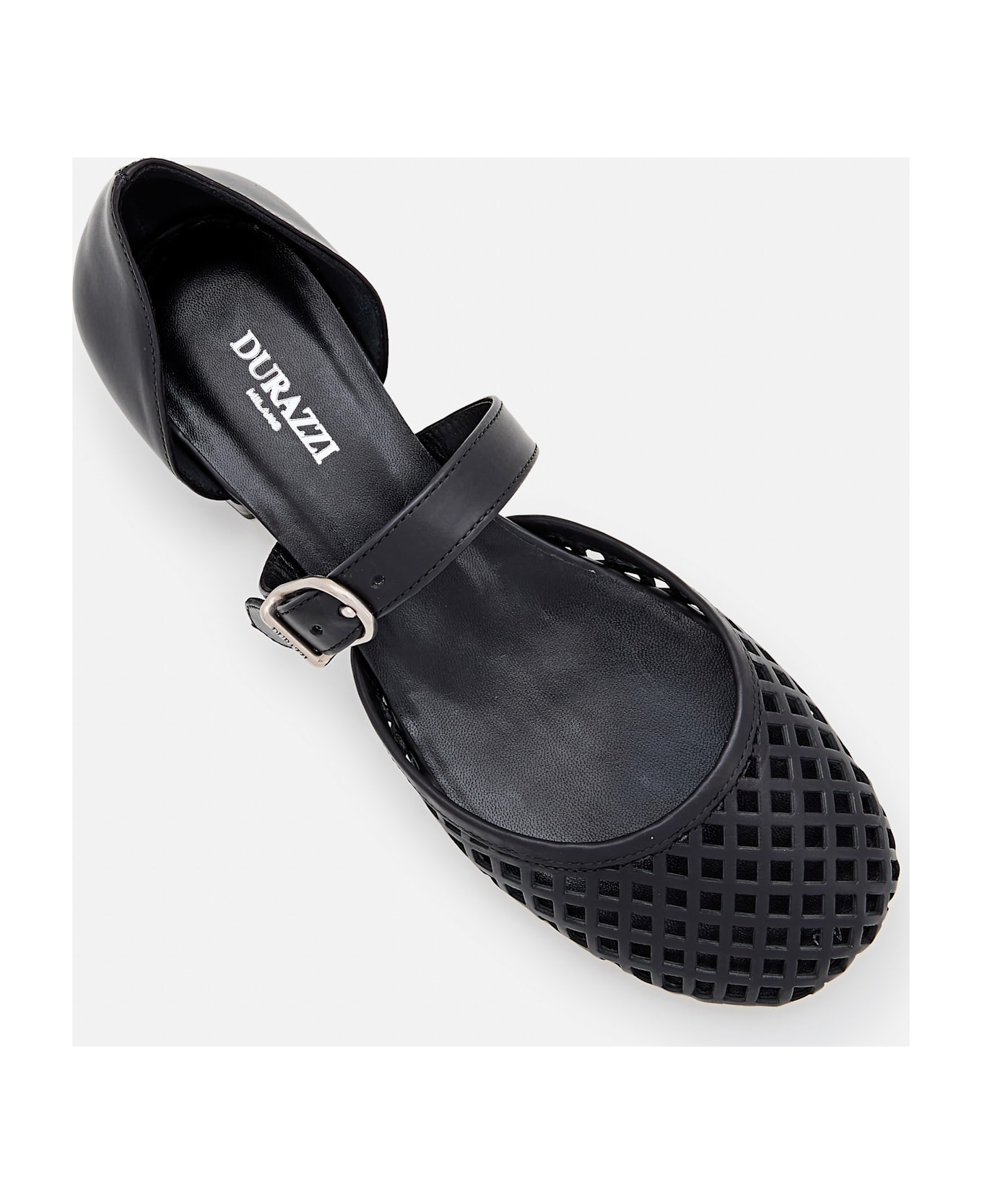 Durazzi Milano Perforated Net Ballerinas - Black
