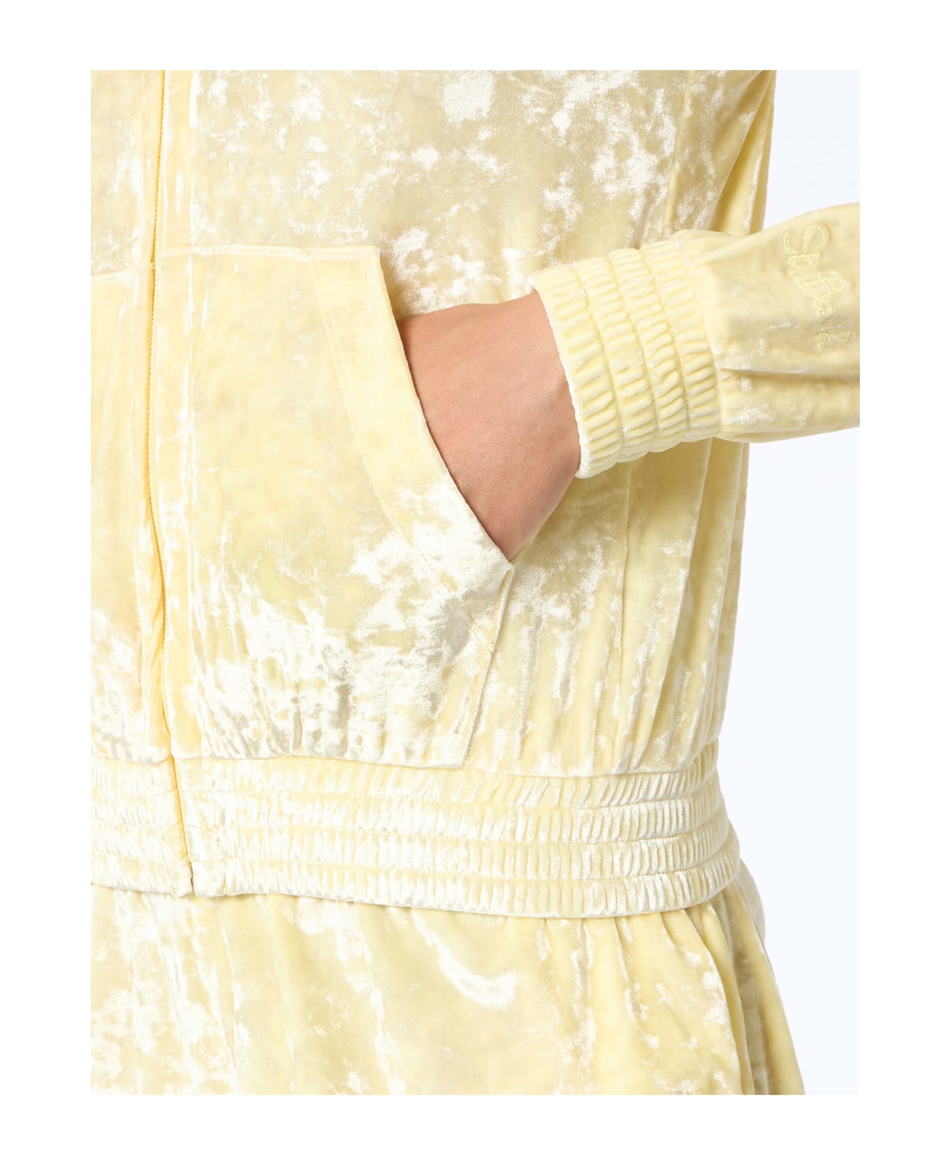 MC2 Saint Barth Woman Pale Yellow Chenille Zipped Hoodie Jasmine - YELLOW