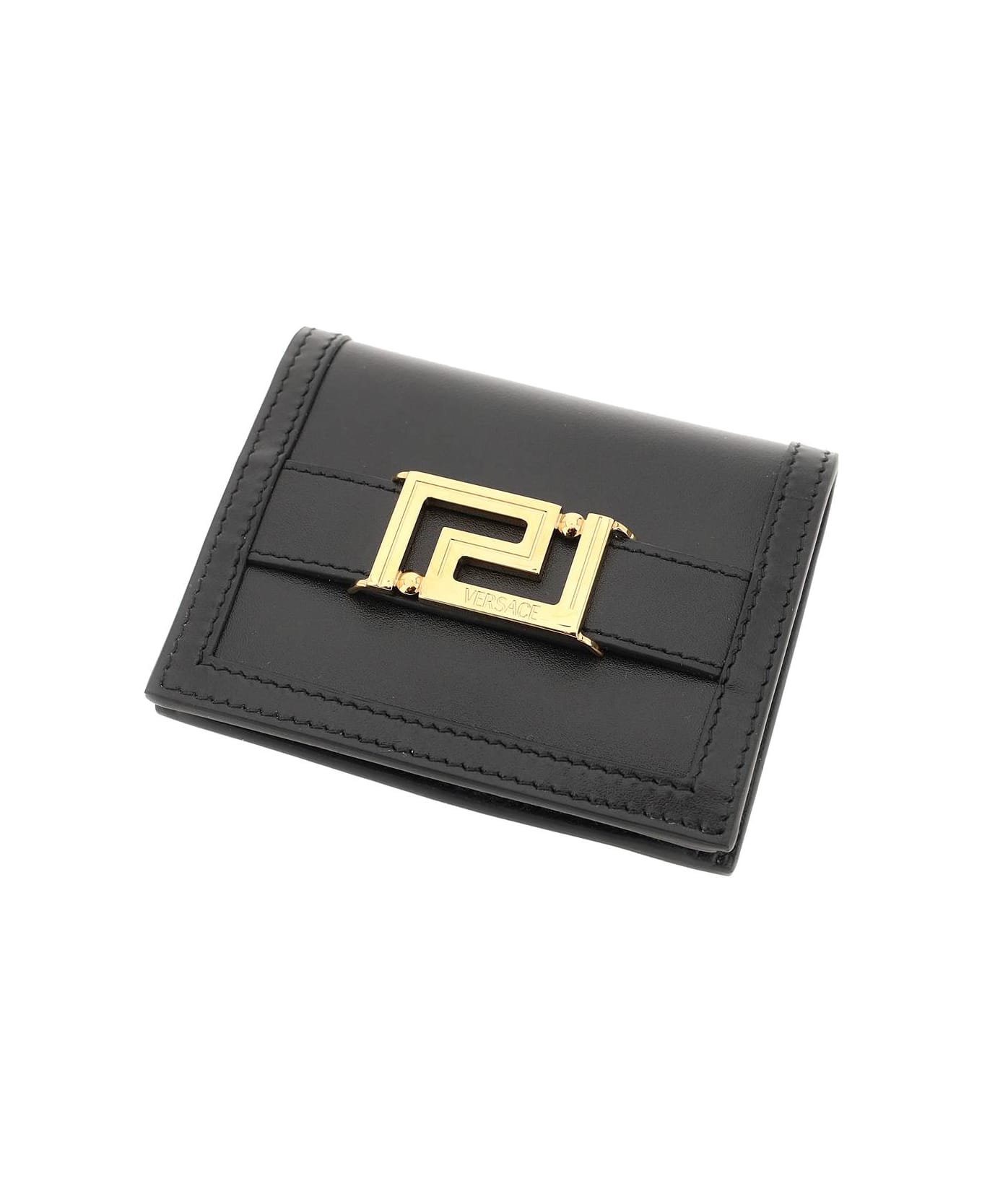 Versace Greca Goddess Leather Wallet - V Black Versace Gold