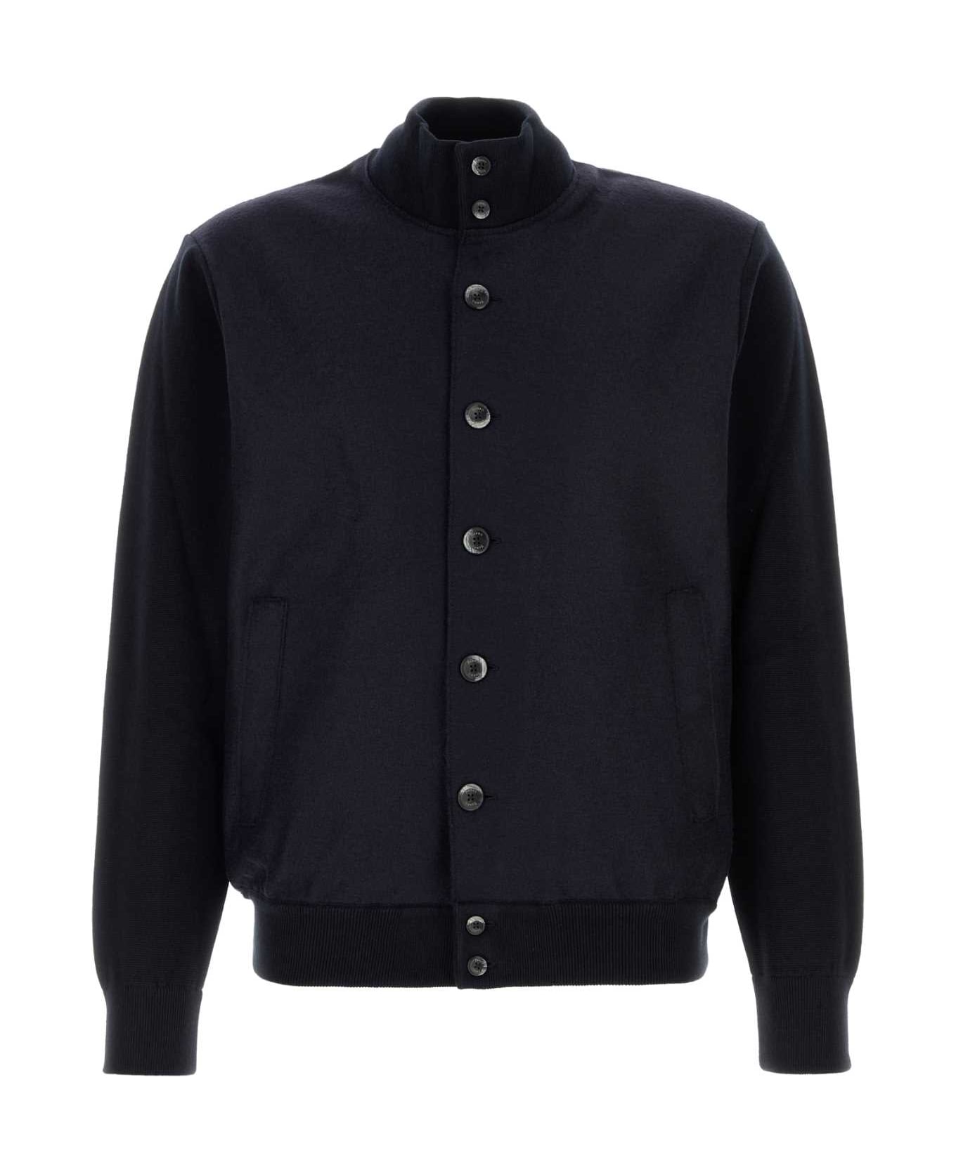Herno Midnight Blue Cotton Blend Cardigan - DARKNAVY