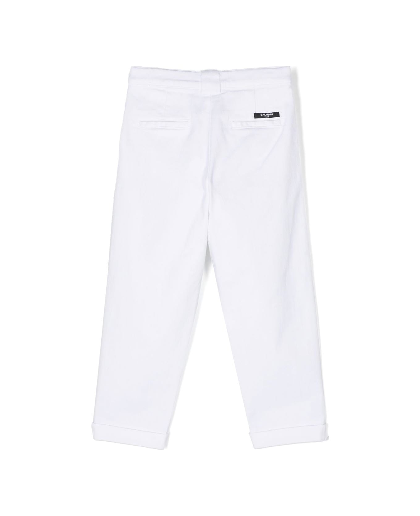 Balmain White Cotton Pants - White ボトムス