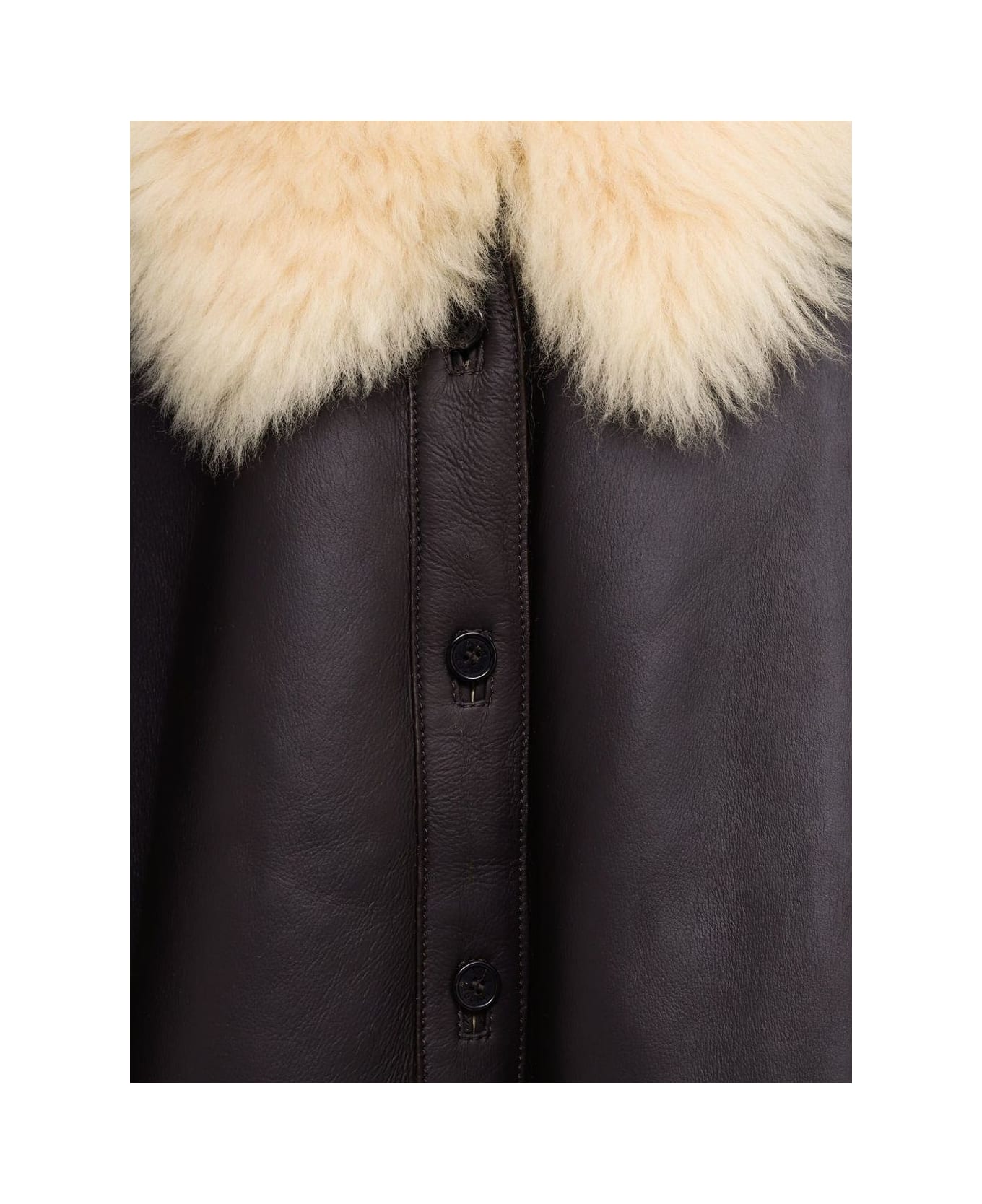 Acne Studios Leather Shearling Jacket - Marrone scuro