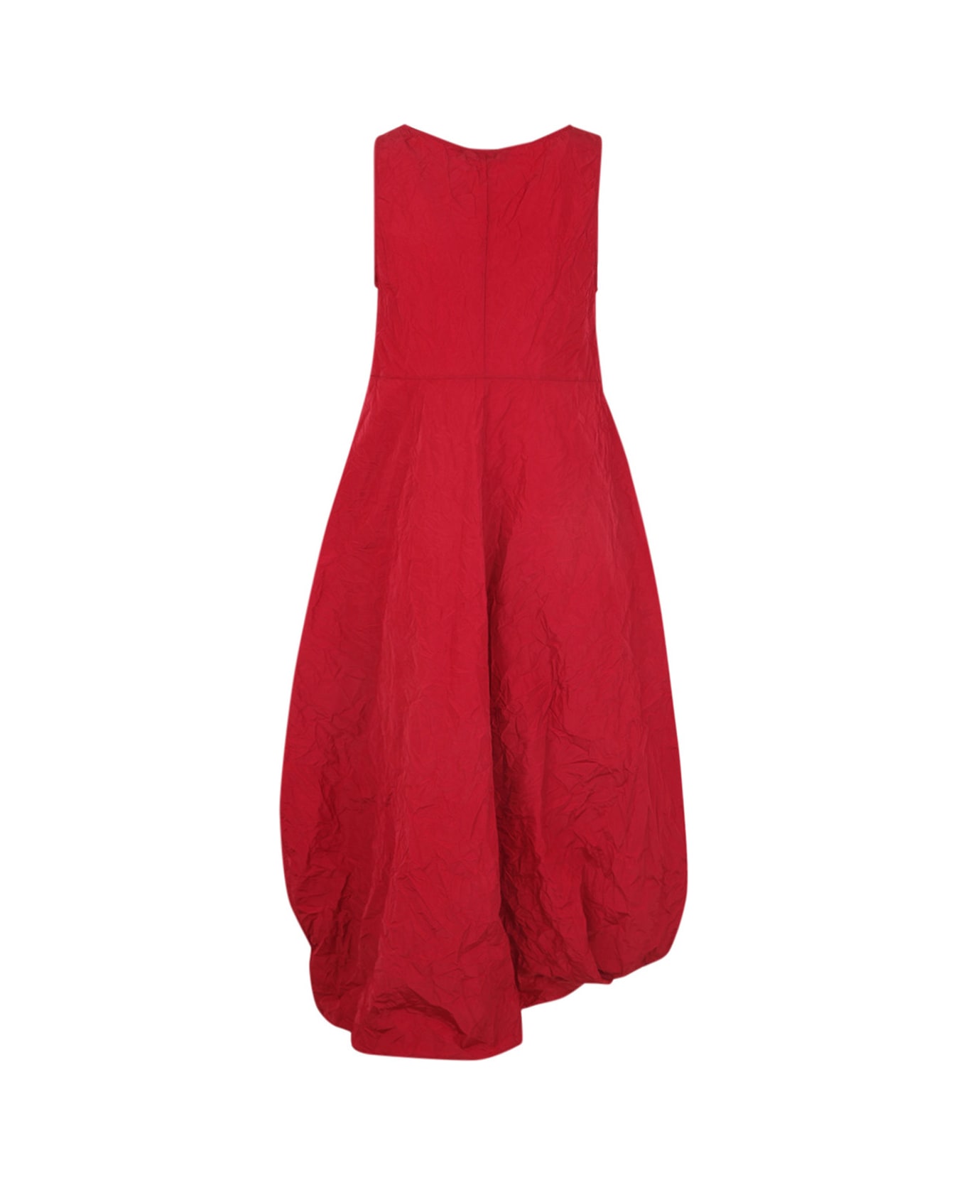 Maria Calderara Marionetta Crinkled Opaque Taffeta Long Dress - Ruby Red