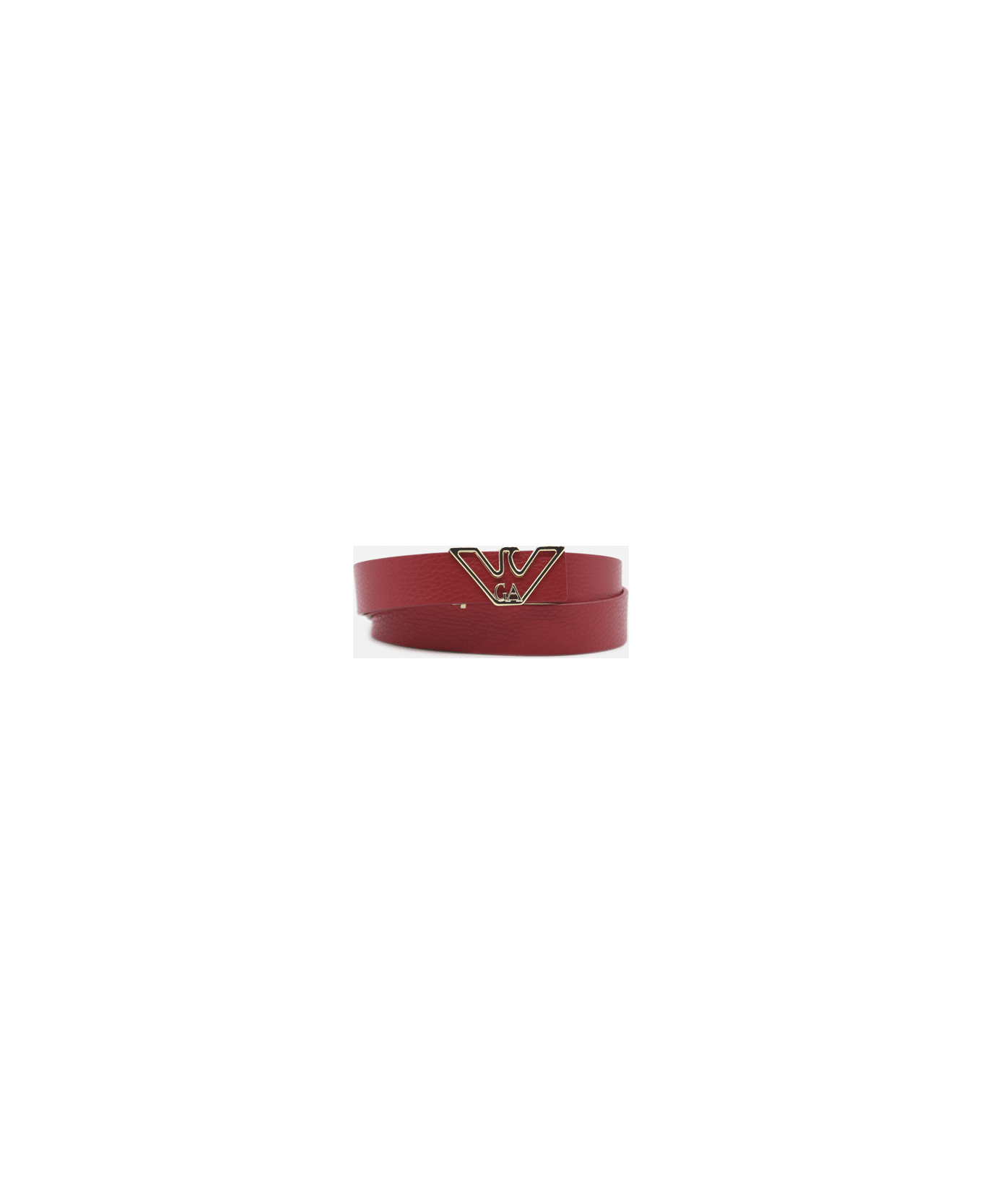 Emporio Armani Hammered Leather Belt With Logoed Buckle - Red