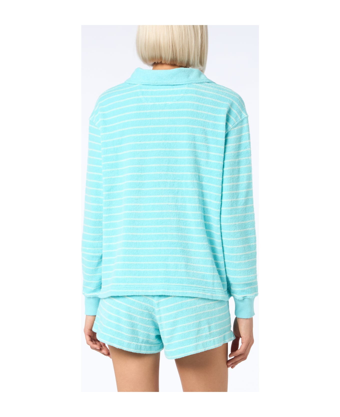 MC2 Saint Barth Light Blue Terry Striped Sweatshirt Magda - GREEN