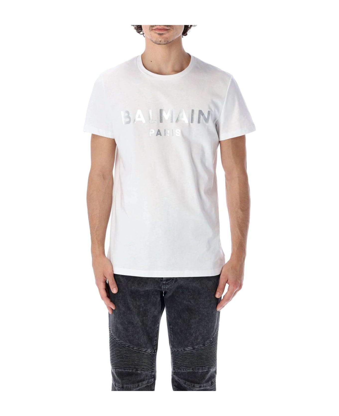 Balmain Logo Print Crewneck T-shirt - White シャツ