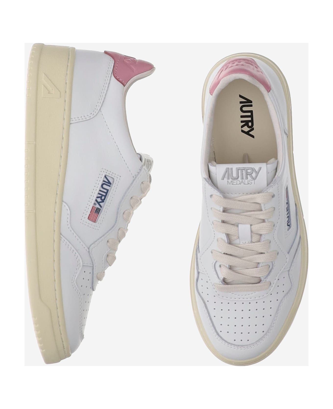 Autry Low Medalist Leather Sneakers - Pink