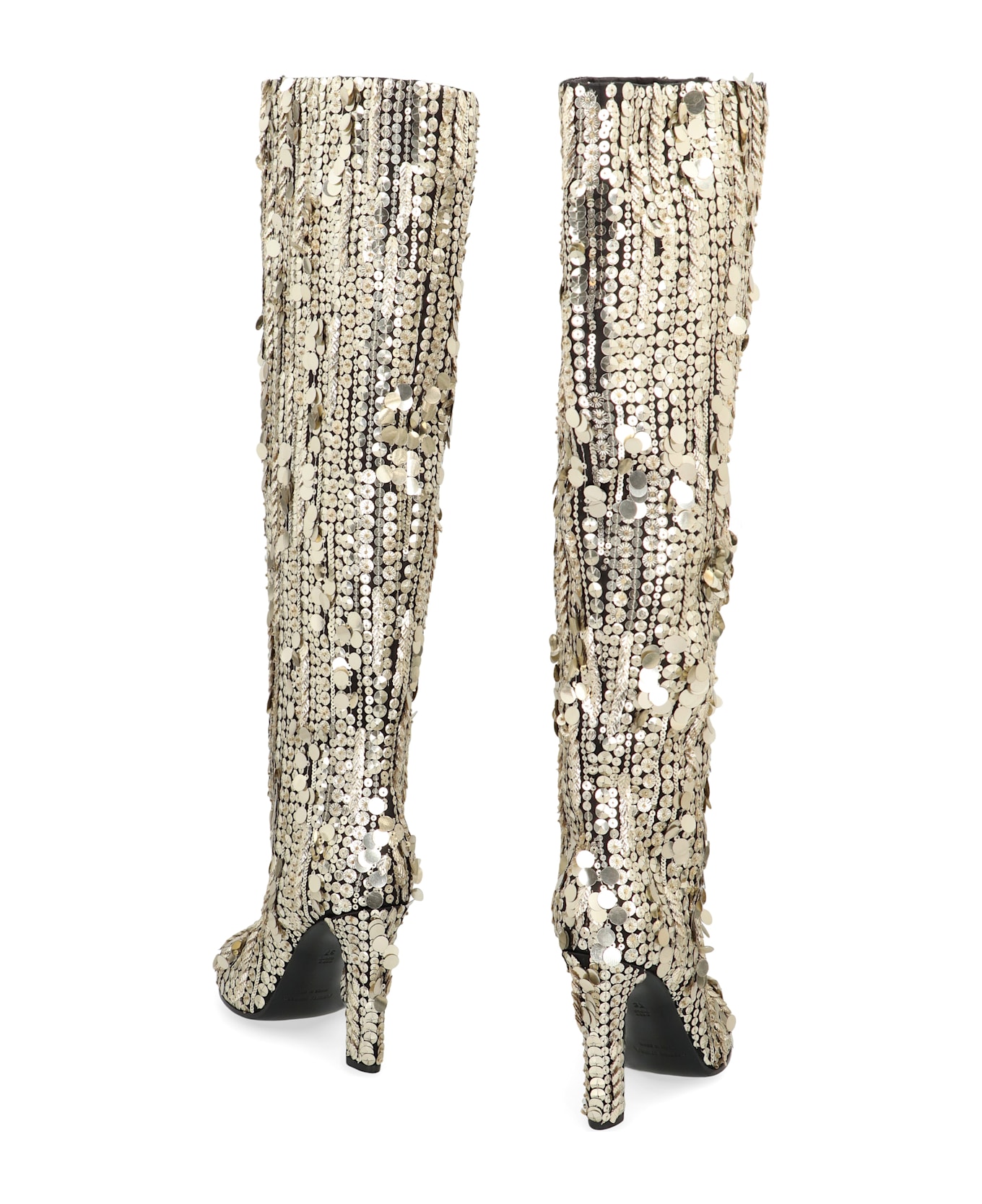 Alberta Ferretti Knee-high Boots With Sequins - Gold