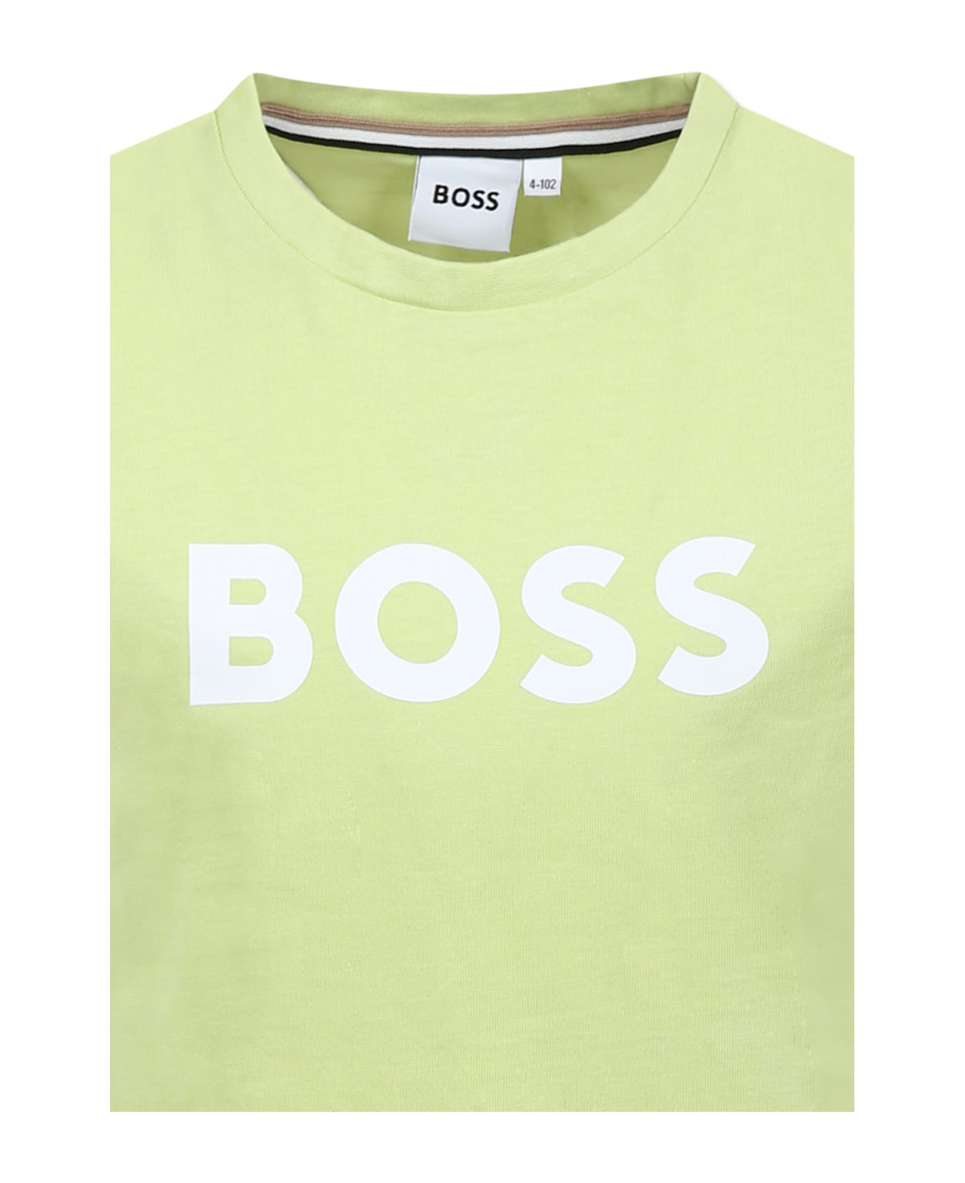 Hugo Boss Green T-shirt For Boy With Logo - Green