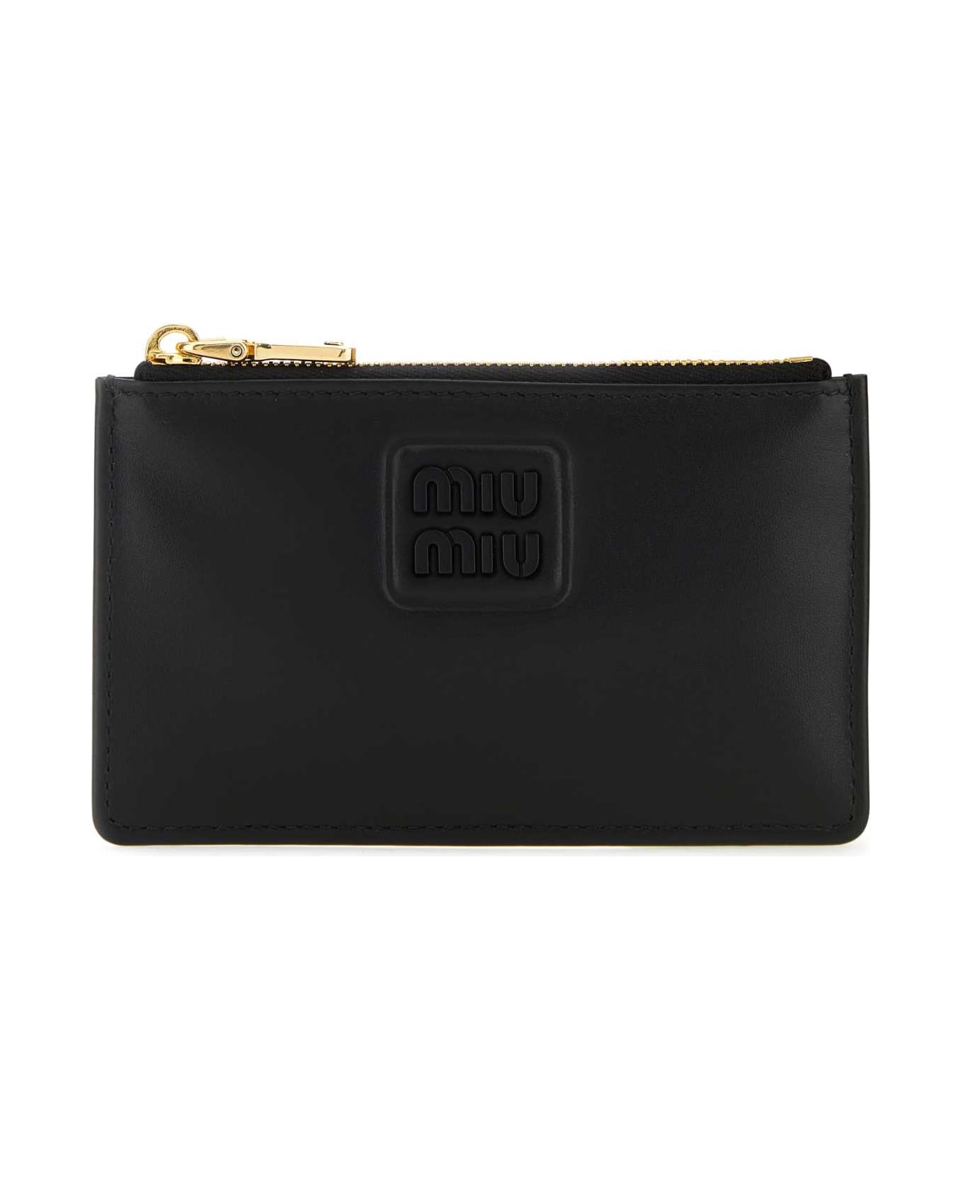 Miu Miu Black Leather Card Holder - NERO