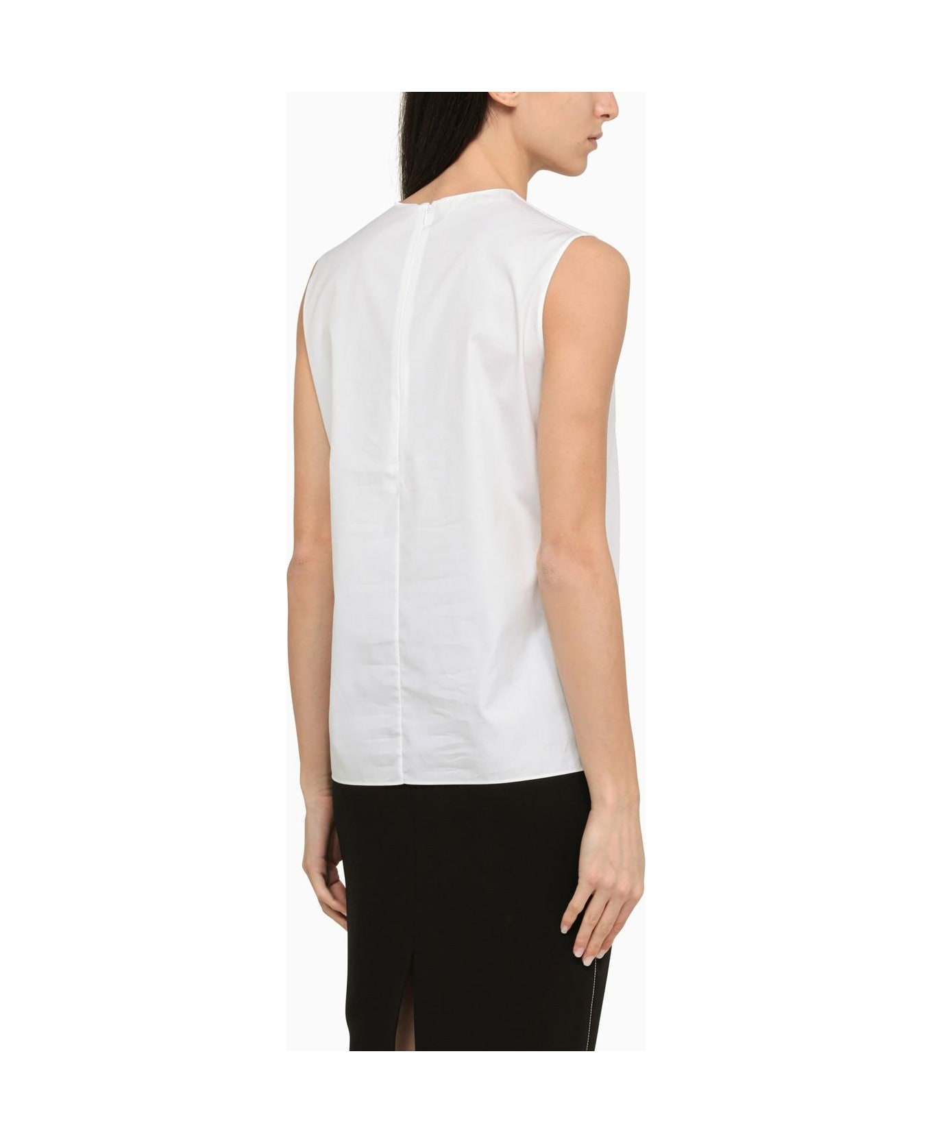 Marni White Poplin Sleeveless Shirt - White