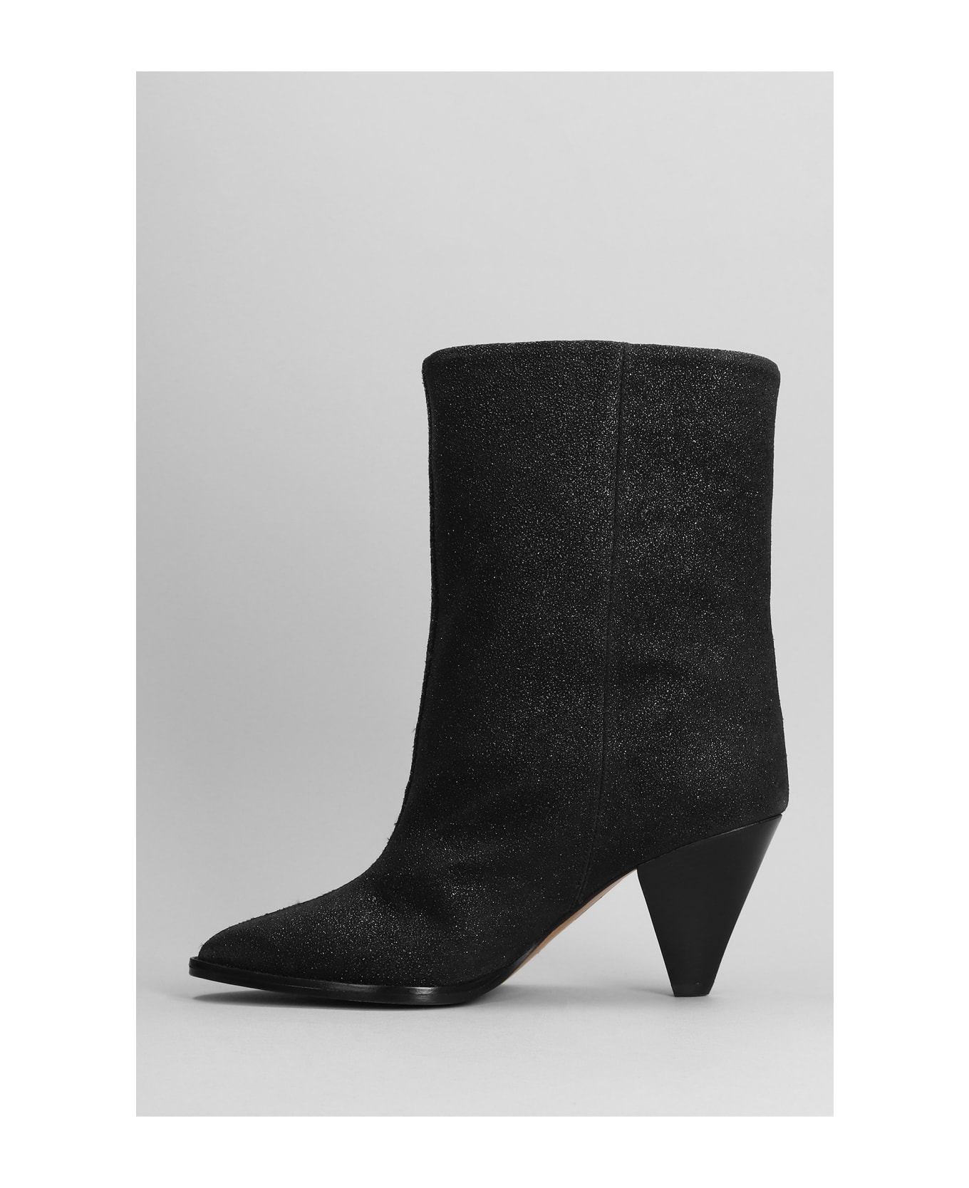 Isabel Marant Rouxa High Heels Ankle Boots In Black Glitter - black