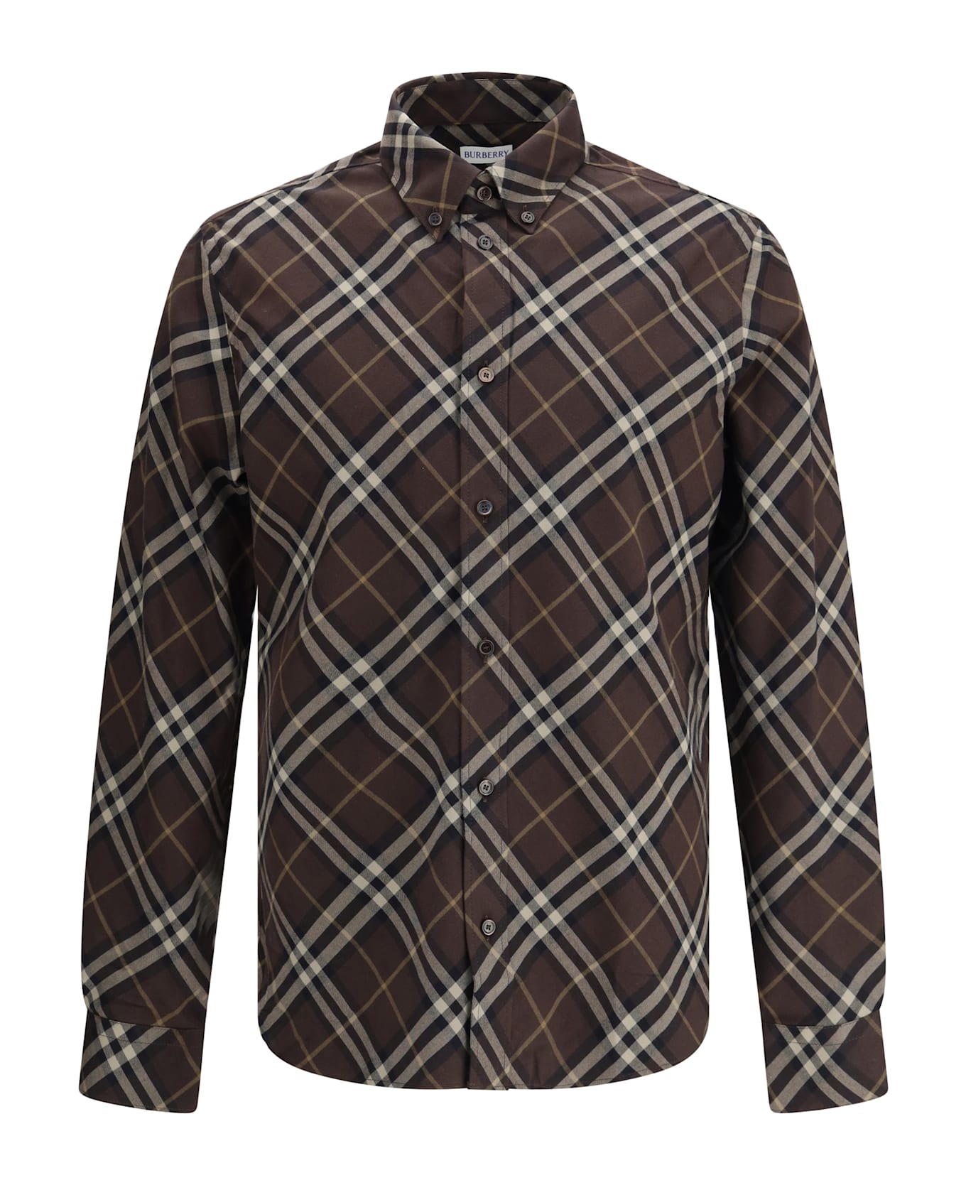 Burberry Check Cotton Flannel Shirt - BROWN