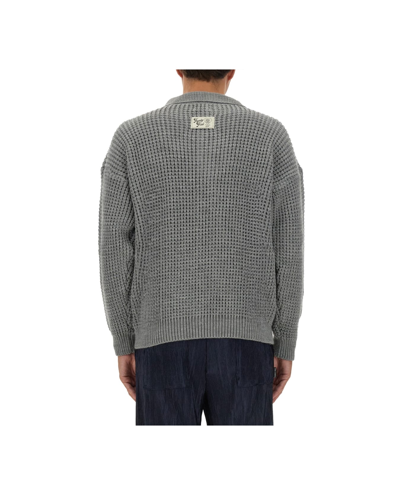 Family First Milano Polo Cardigan - GREY