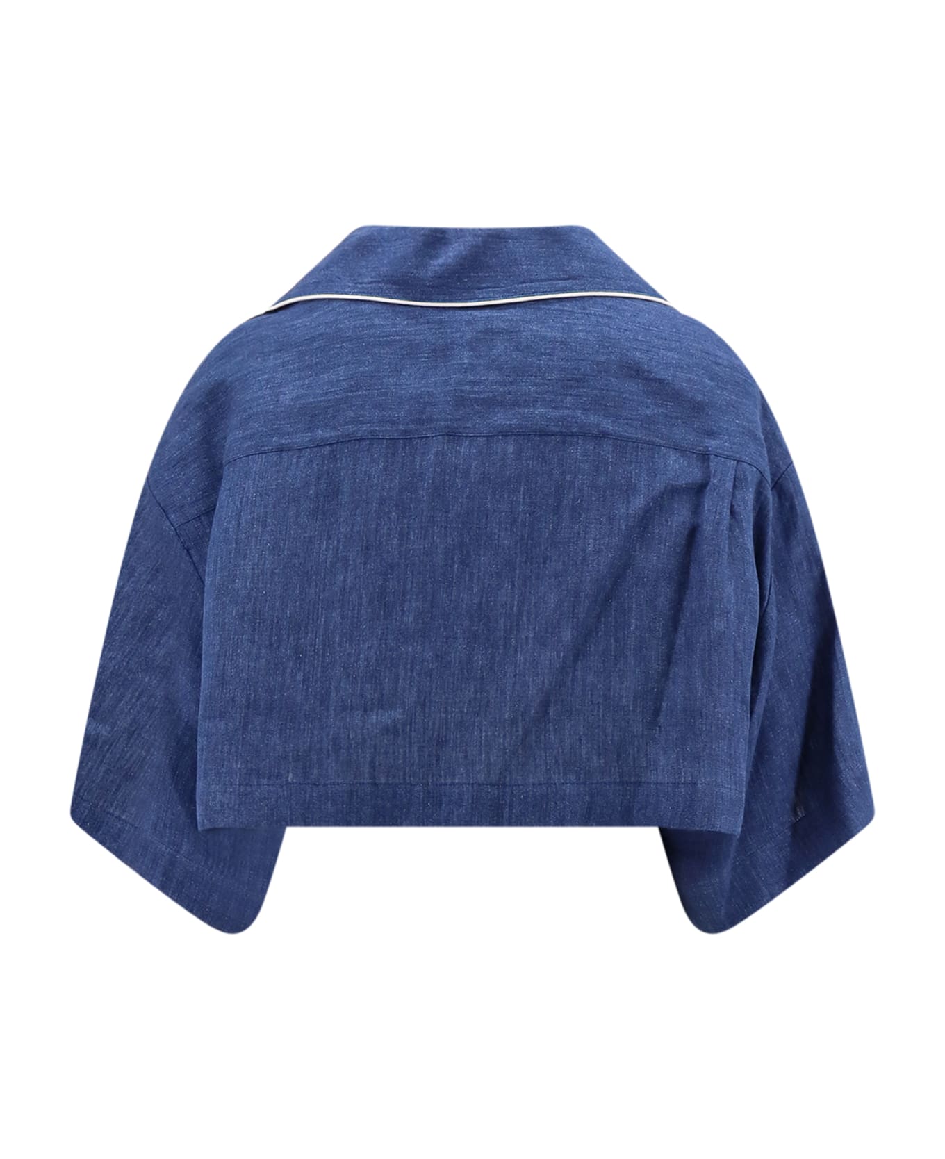 Palm Angels Monogram Linen Crop Shirt - Blue