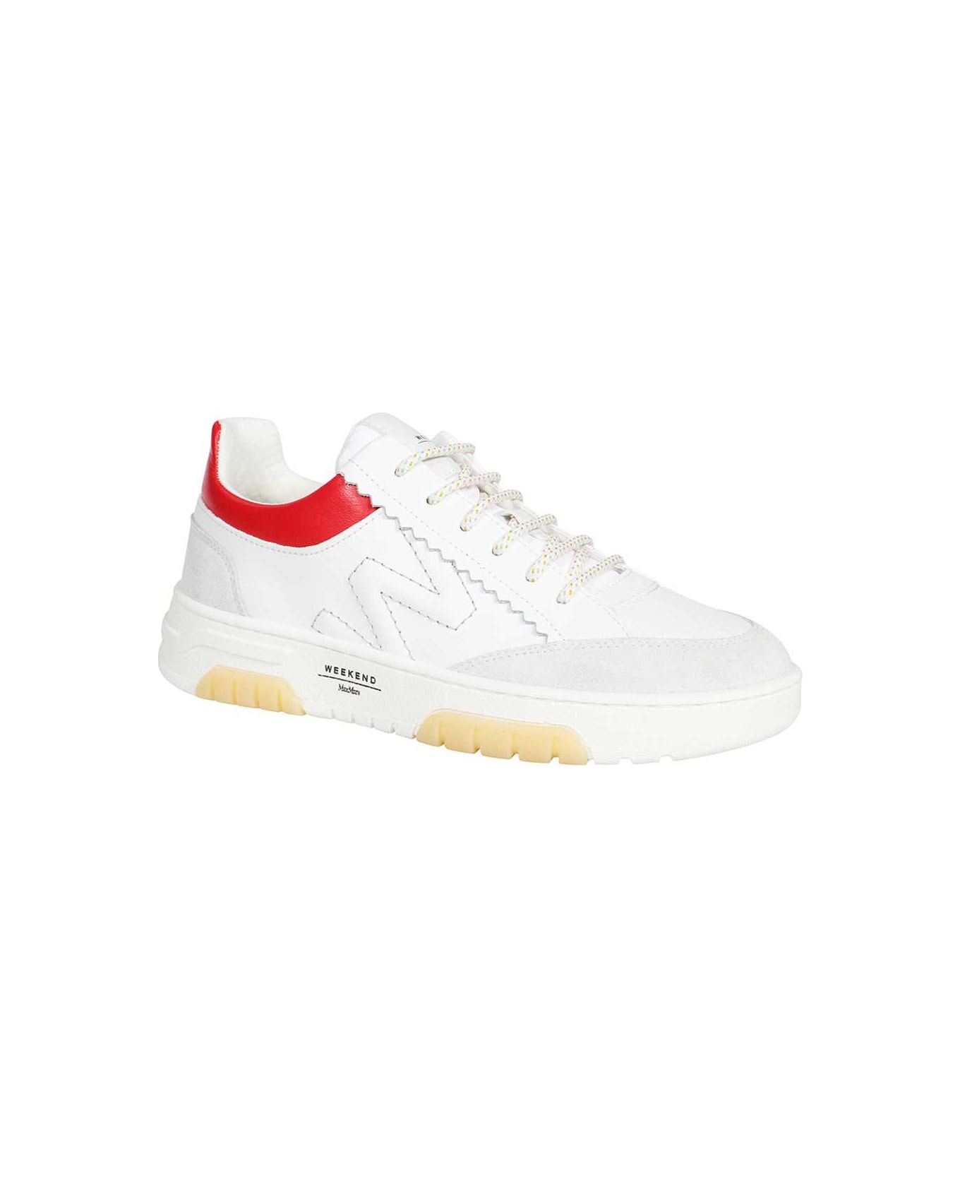 Weekend Max Mara Logo Detail Leather Sneakers - White