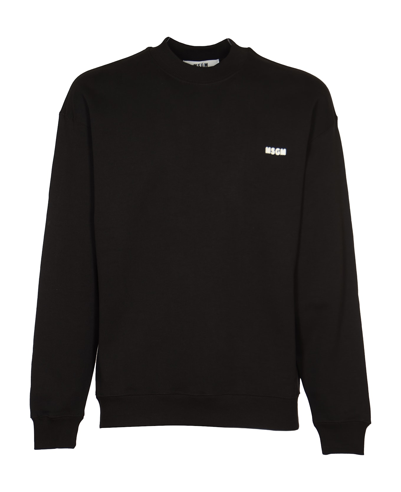 MSGM Logo Detail Rib Trim Sweatshirt - Black