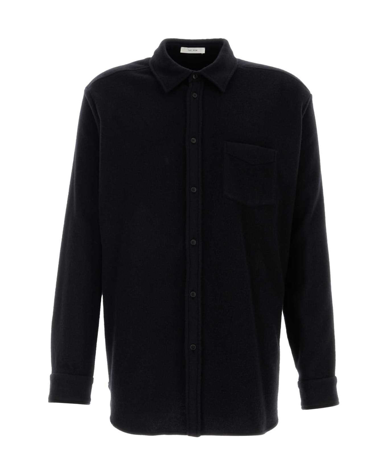 The Row Black Stretch Cashmere Blend Ezra Shirt - DARKNAVY