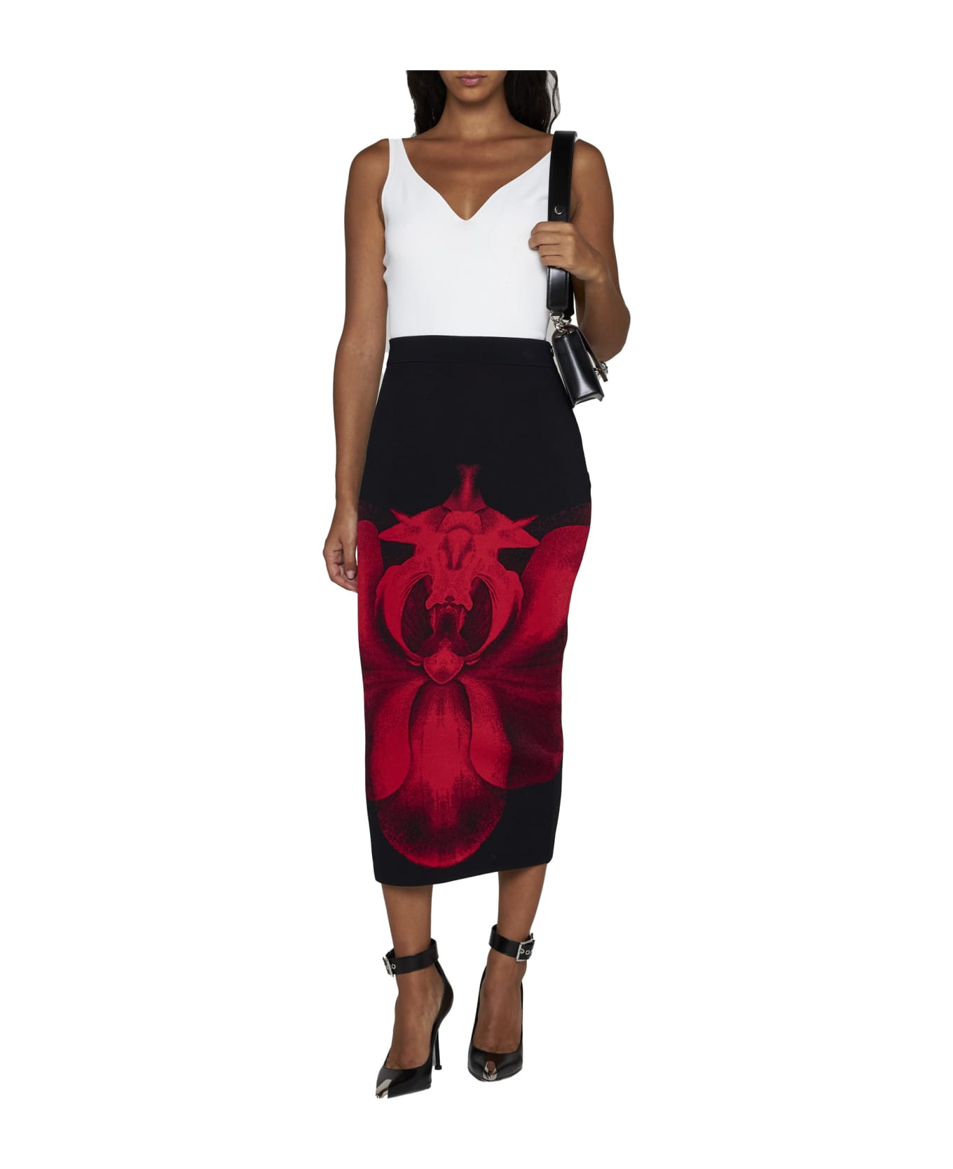 Alexander McQueen Printed Skirt - Black red