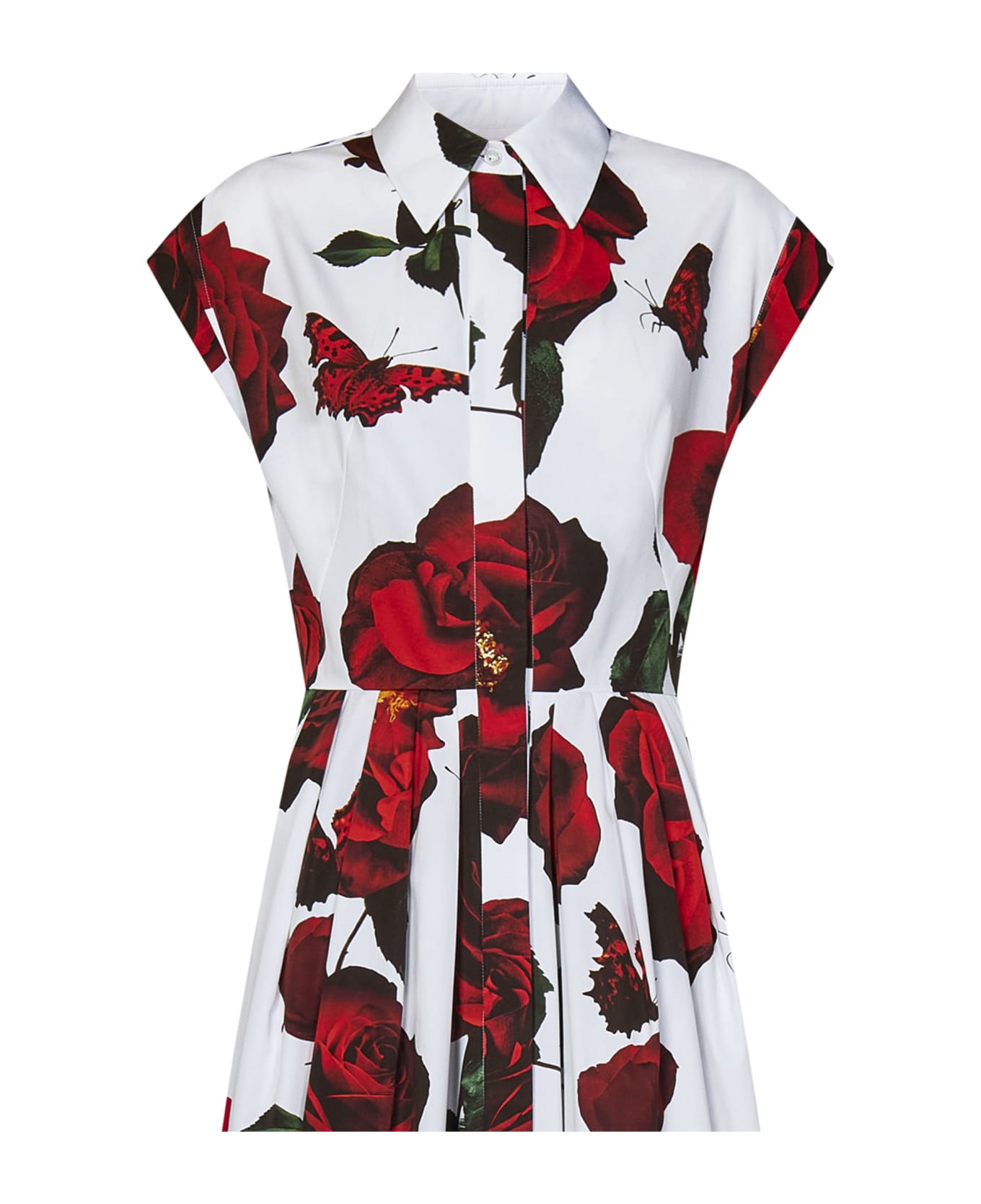 Alexander McQueen Tudor Rose Midi Dress - White