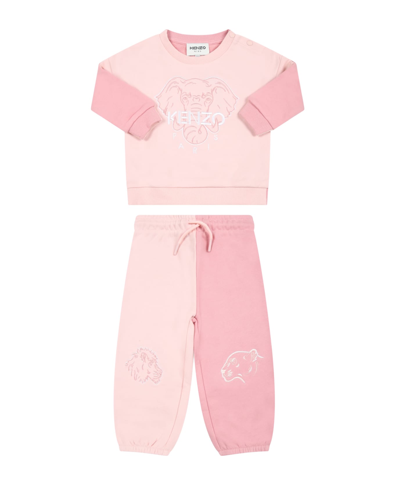 Kenzo Kids Multicolor Tracksuit For Baby Girl - Pink