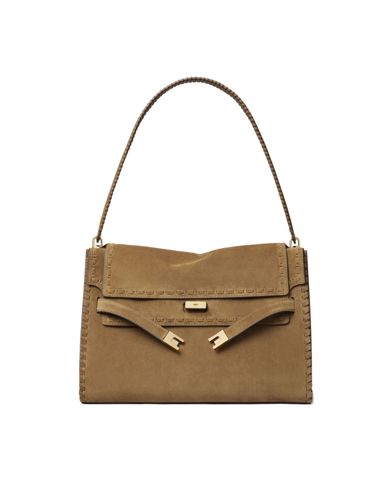 Tory Burch Lee Radziwill Suede Leather Shoulder Bag - Marrone chiaro