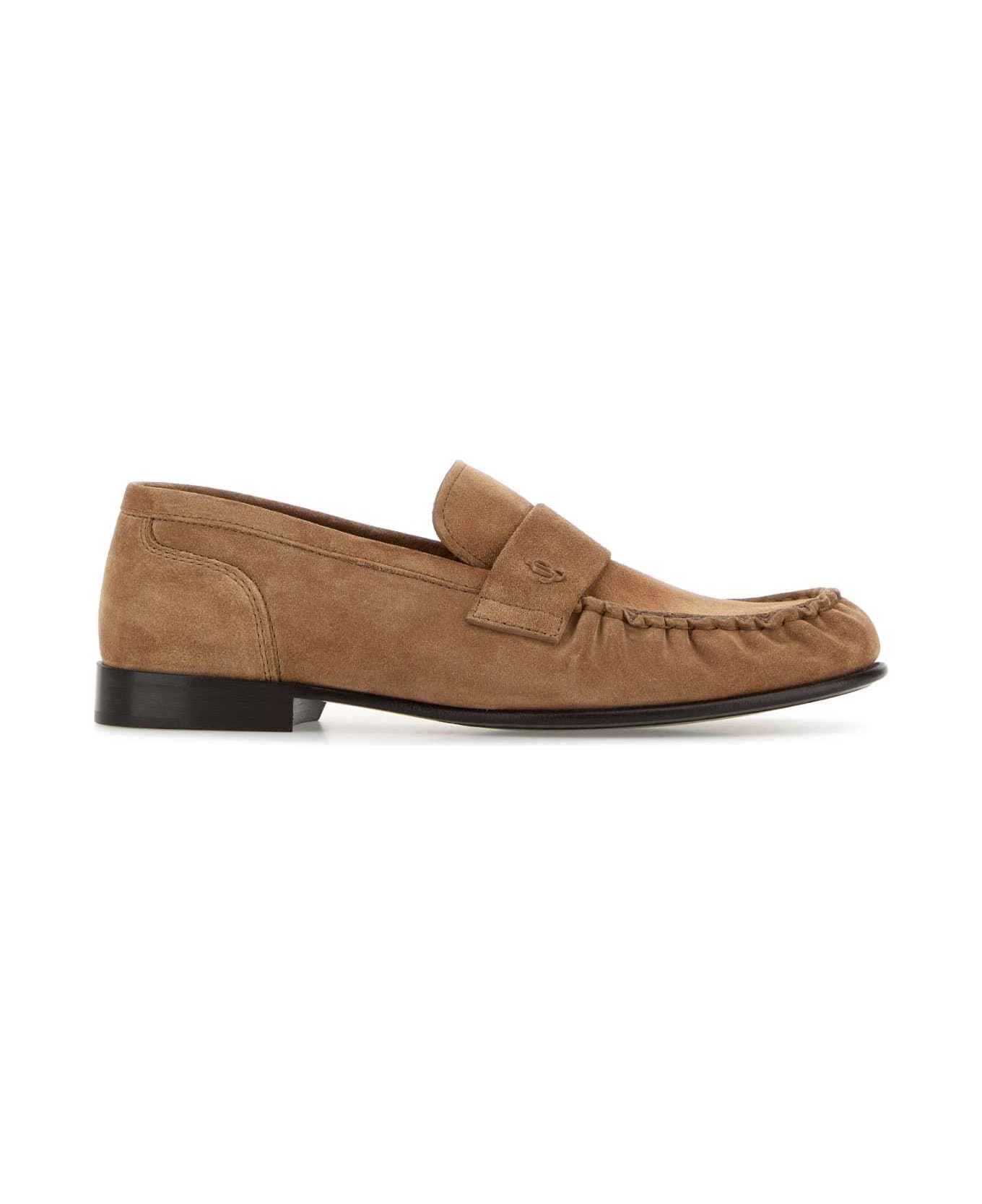 Jimmy Choo Camel Suede Ellis Loafers - TOFFEE