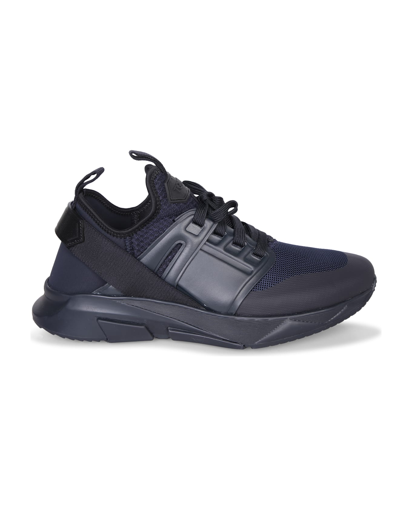 Tom Ford Jago Sneakers In Black Leather - Blue