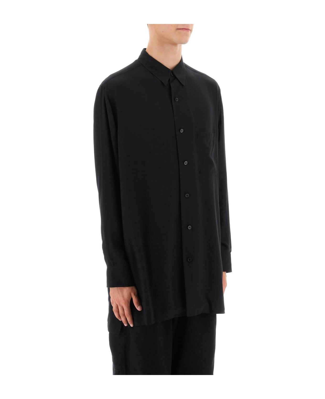 Yohji Yamamoto Longline Cellulose Shirt - Black