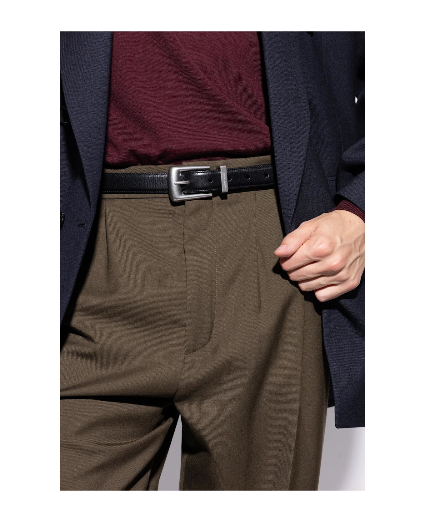 Saint Laurent Leather Belt - BLACK