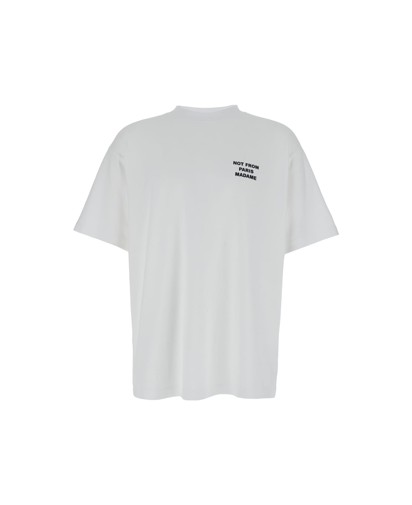 Drôle de Monsieur White Crewneck T-shirt With Slogan Print On The Front And Back In Cotton Man - White