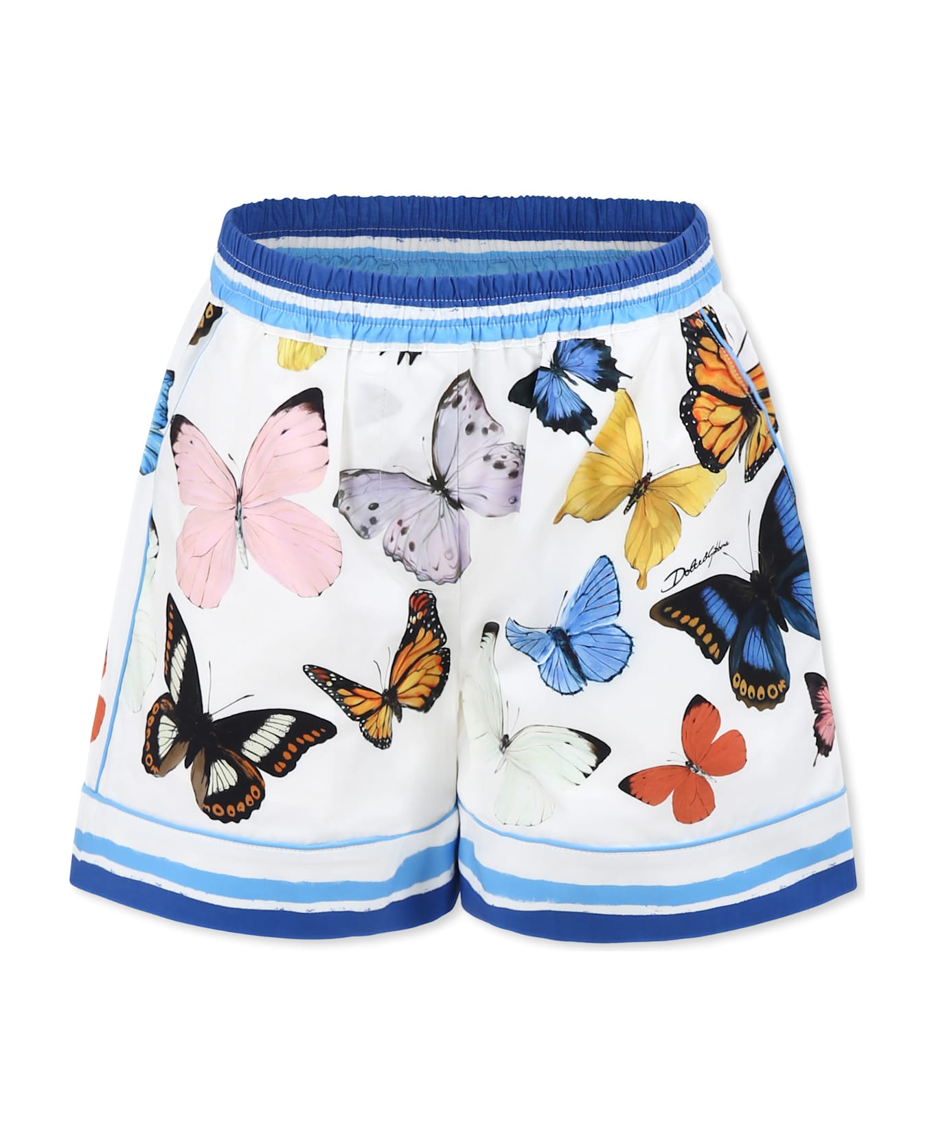 Dolce & Gabbana White Shorts For Girl With Butterflies - White
